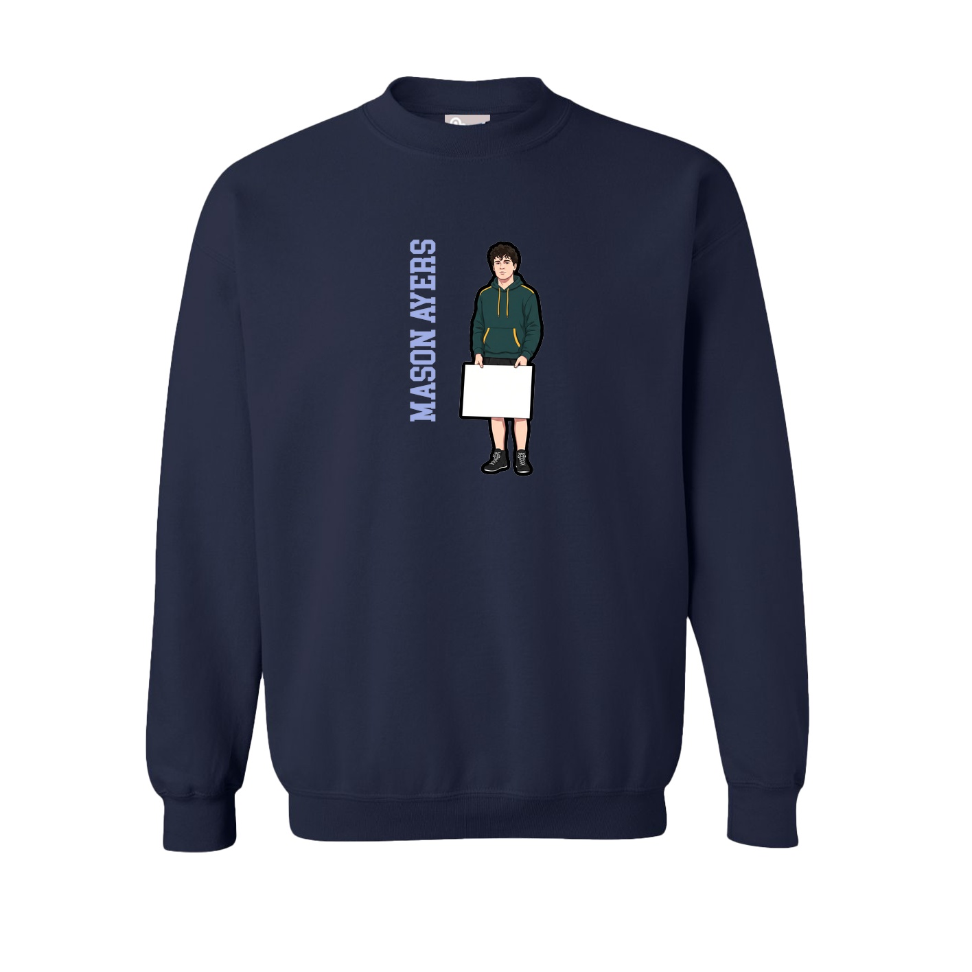 Fleece Crew — Name Vertical in Navy