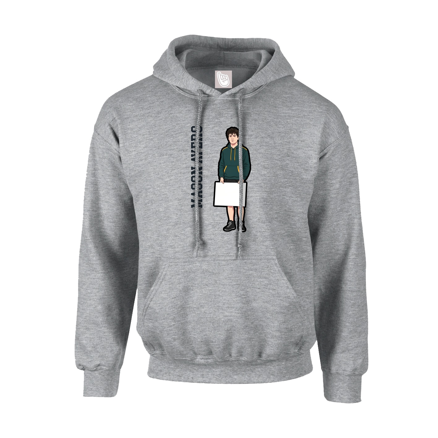 Youth Hoodie — Name Vertical in Grey