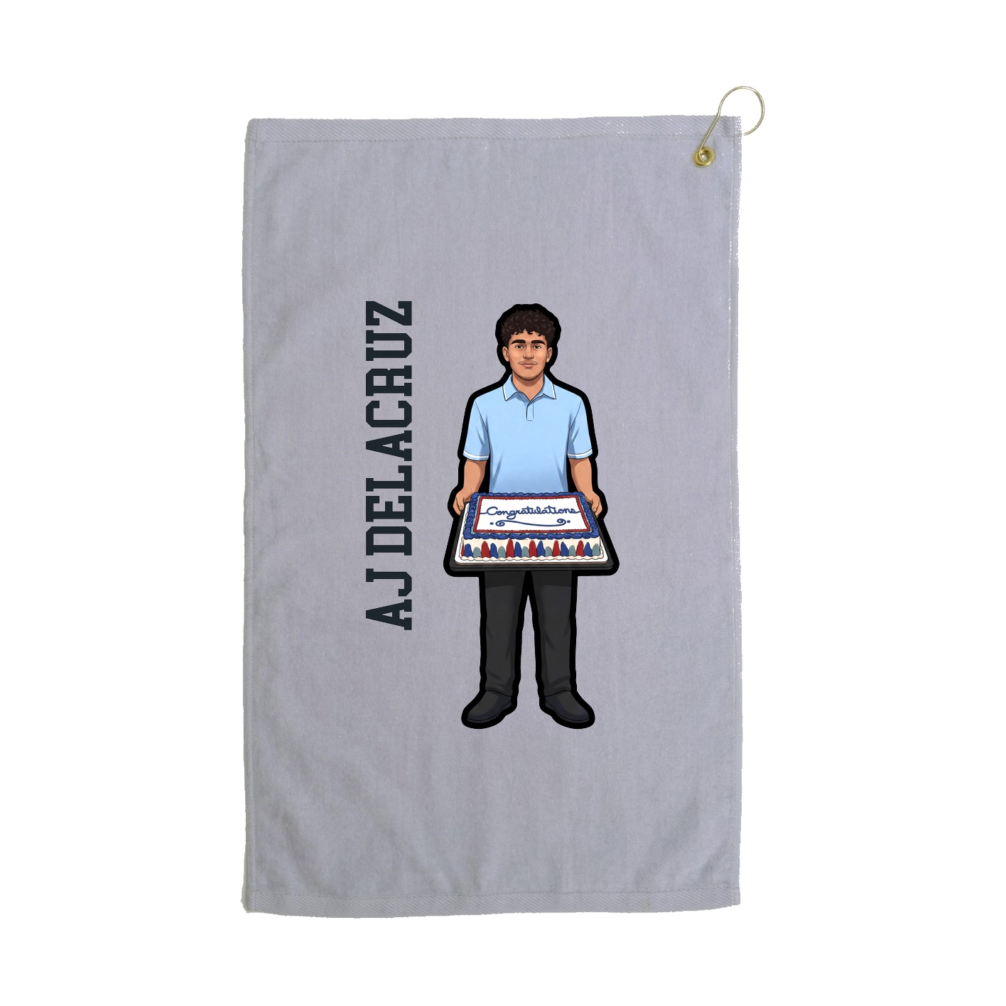 Golf Towel — Name Vertical in Grey