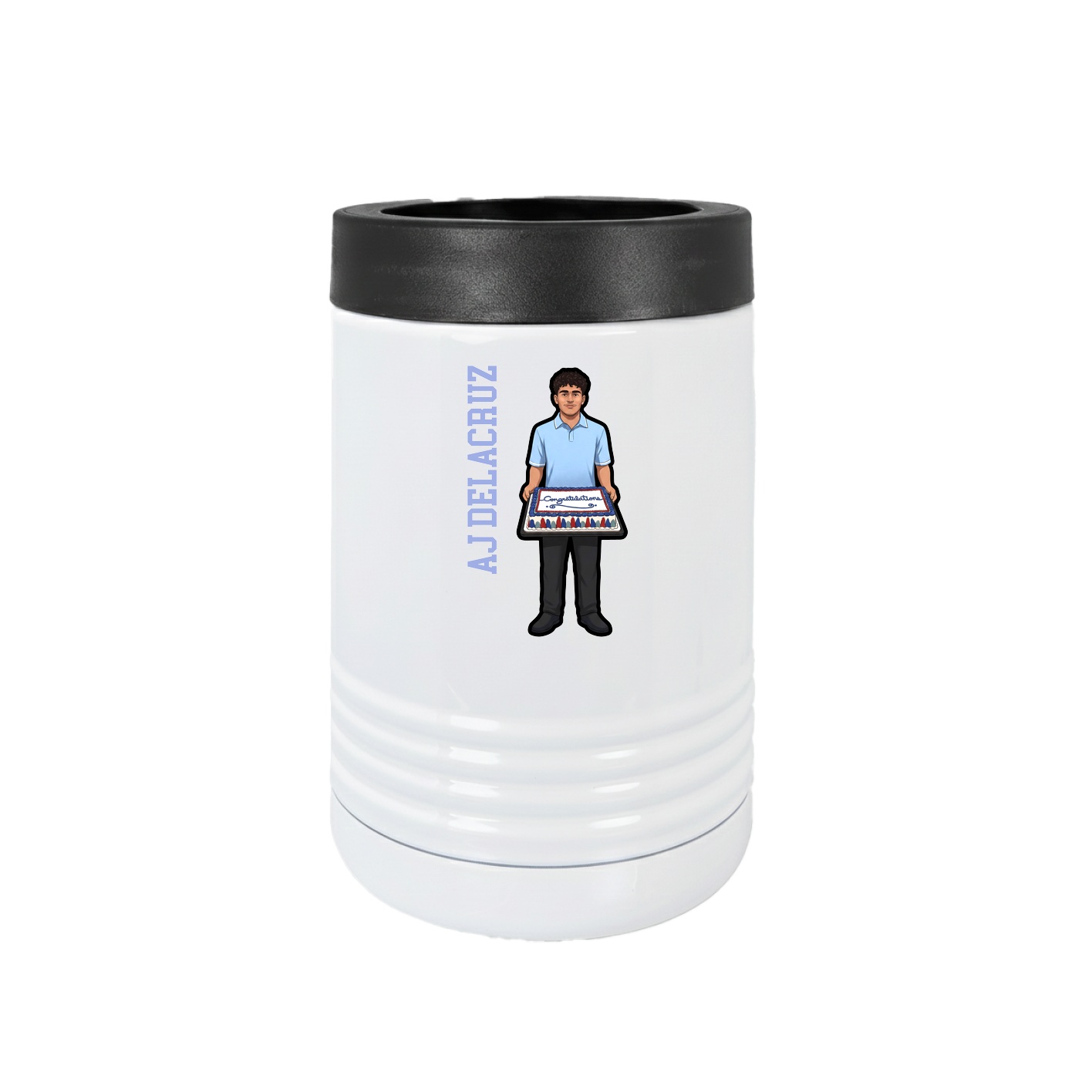 Beverage Holder — Name Vertical in White