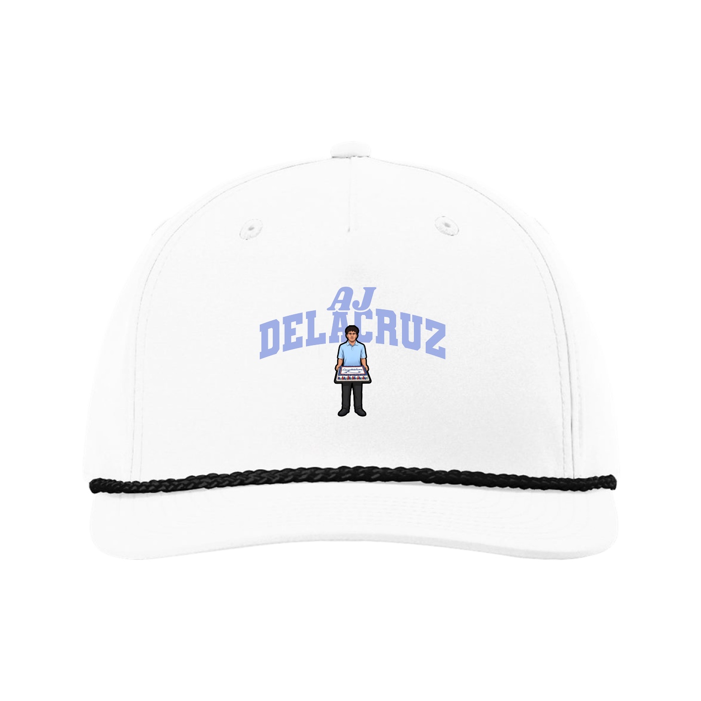 Five-Panel Classic Rope Cap — Signature Arch in White