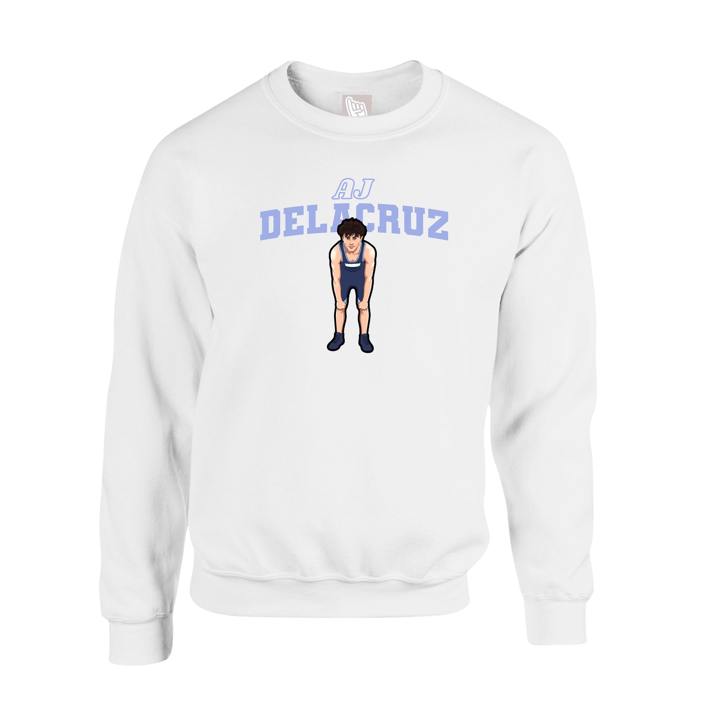 Fleece Crew — Name Arch in White