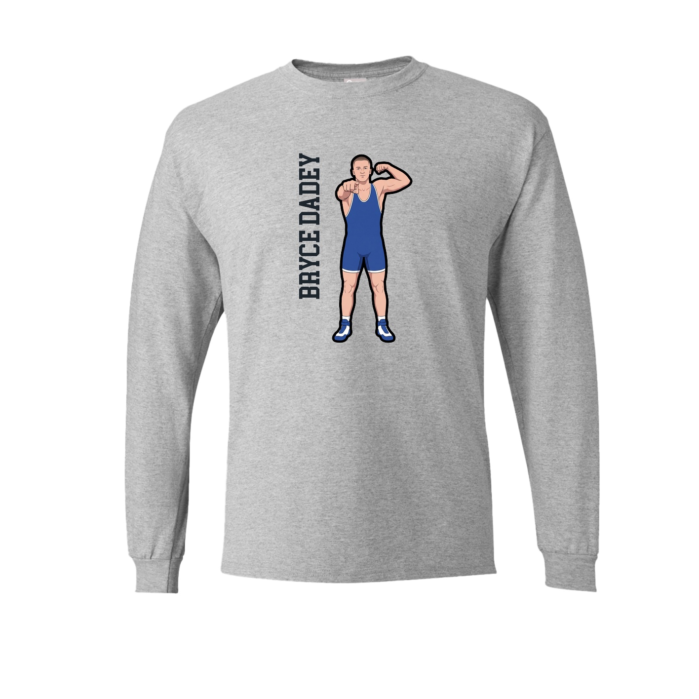 Long Sleeve Tee — Name Vertical in Grey