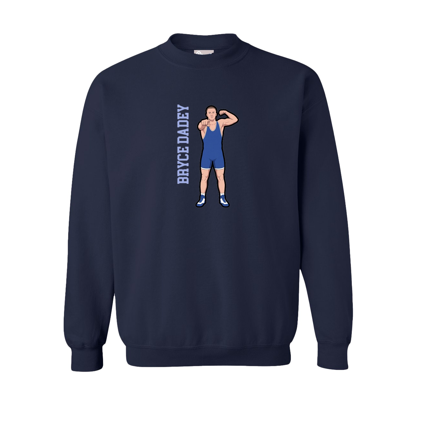 Fleece Crew — Name Vertical in Navy