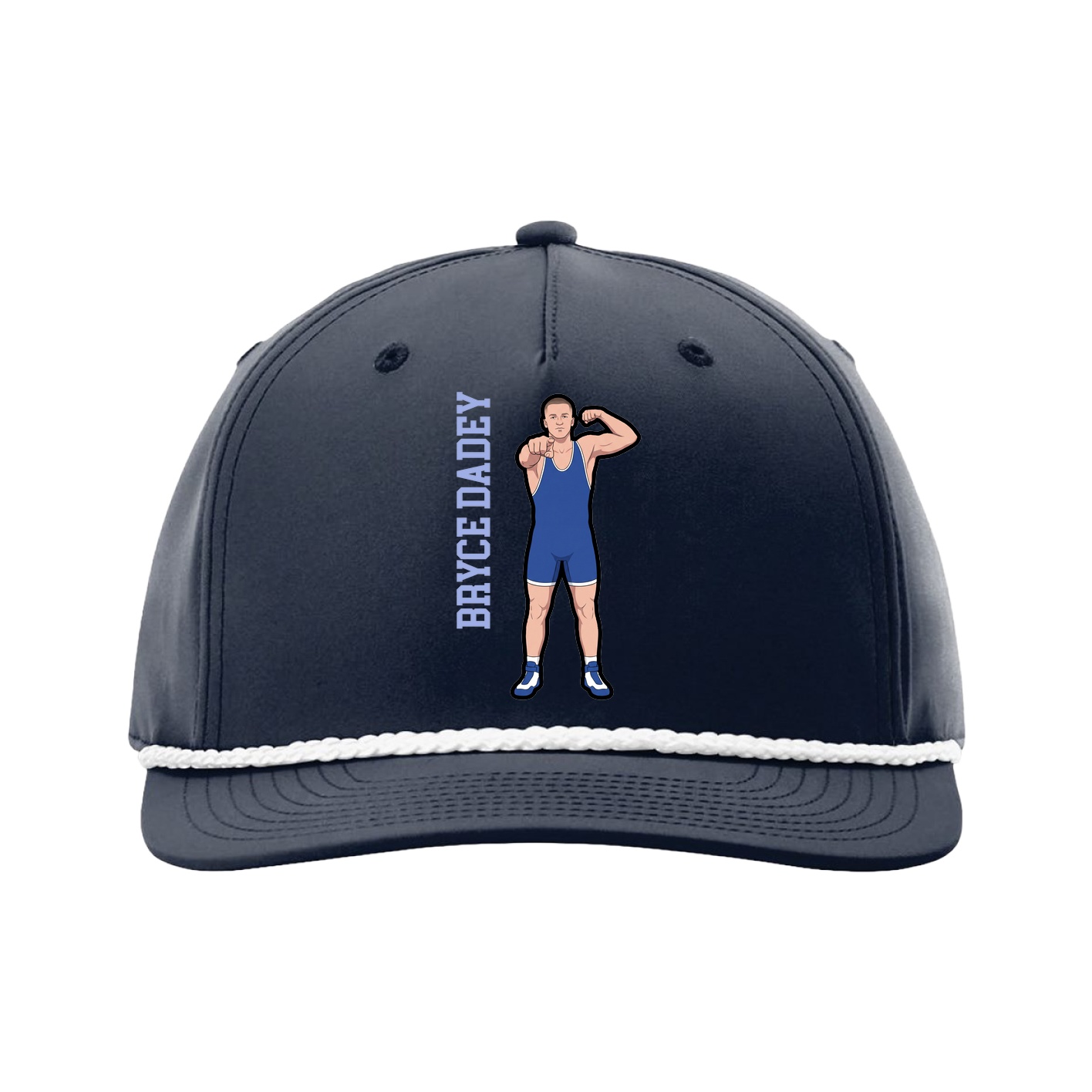 Five-Panel Classic Rope Cap — Name Vertical in Navy
