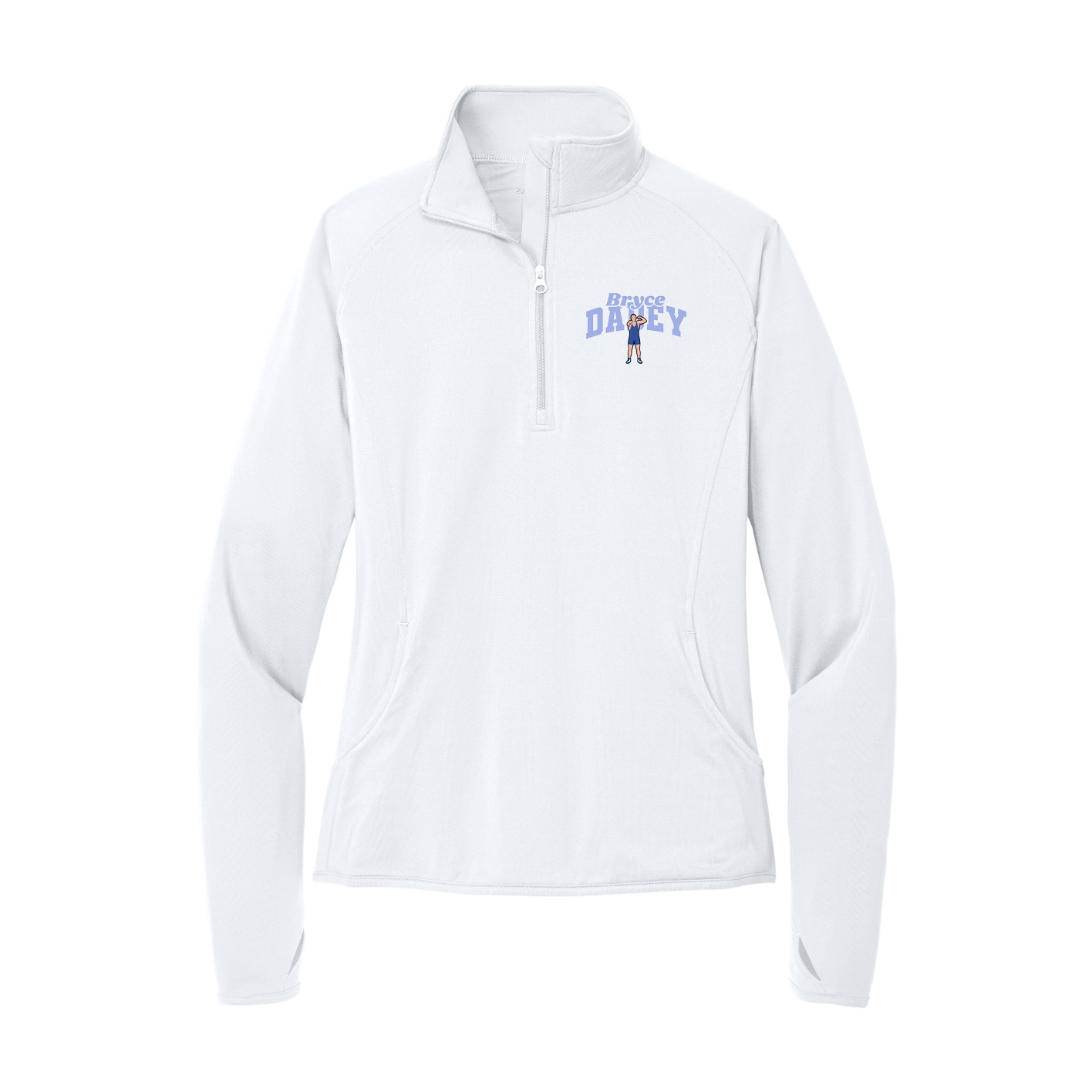 Women's Q-Zip Pullover — Signature Arch in White