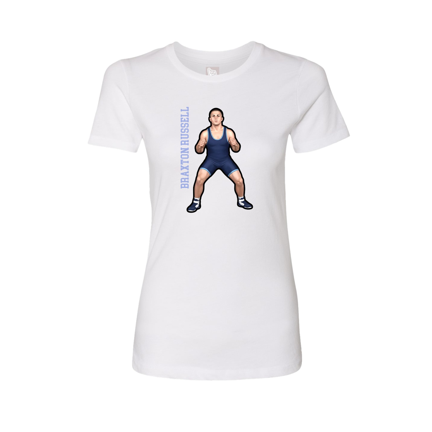 Fitted Women's Tee — Name Vertical in White