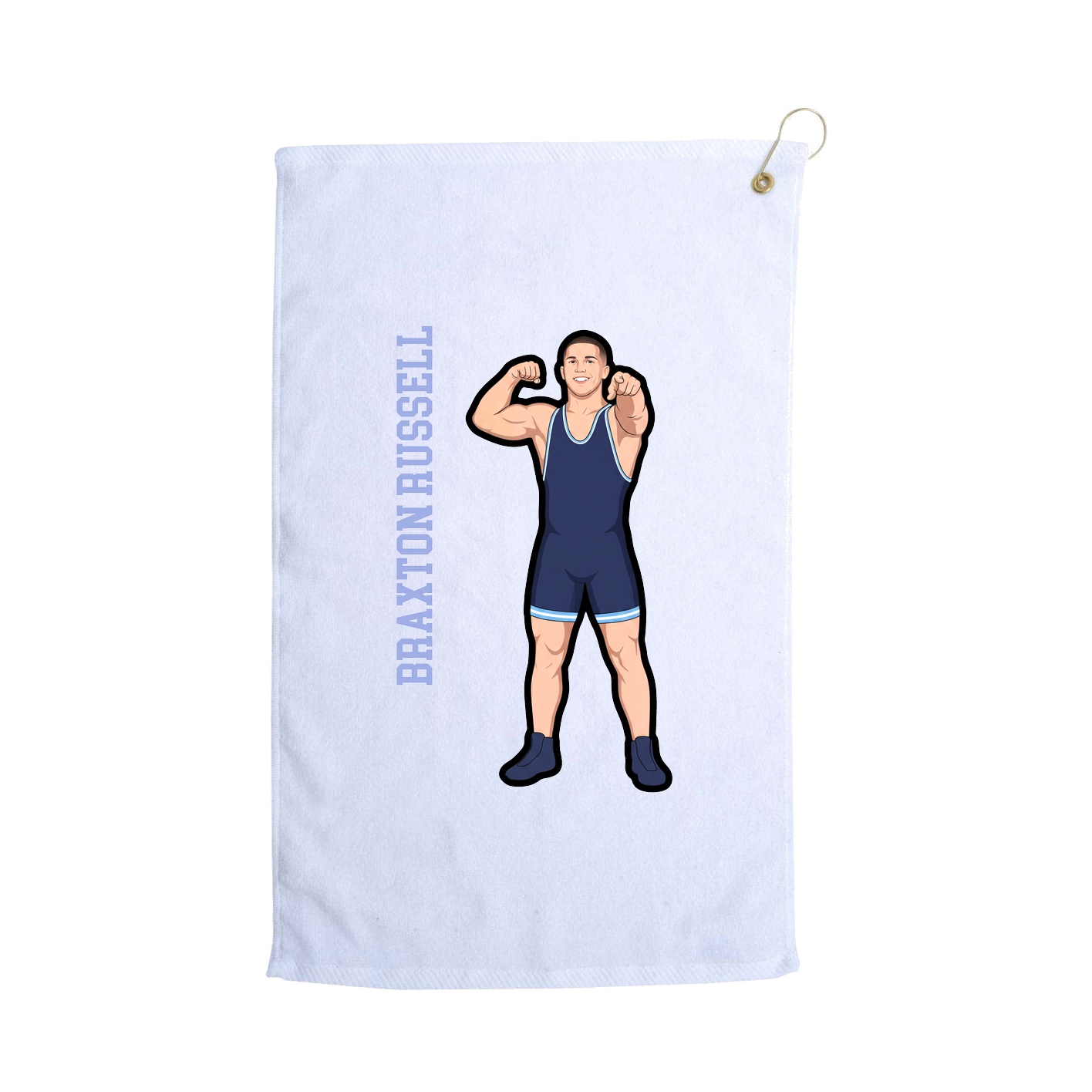 Golf Towel — Name Vertical in White