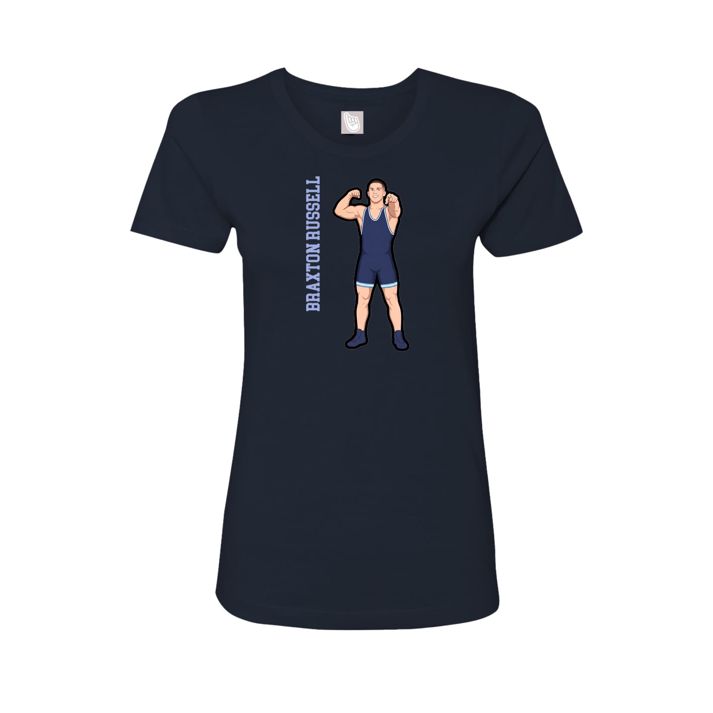Fitted Women's Tee — Name Vertical in Navy