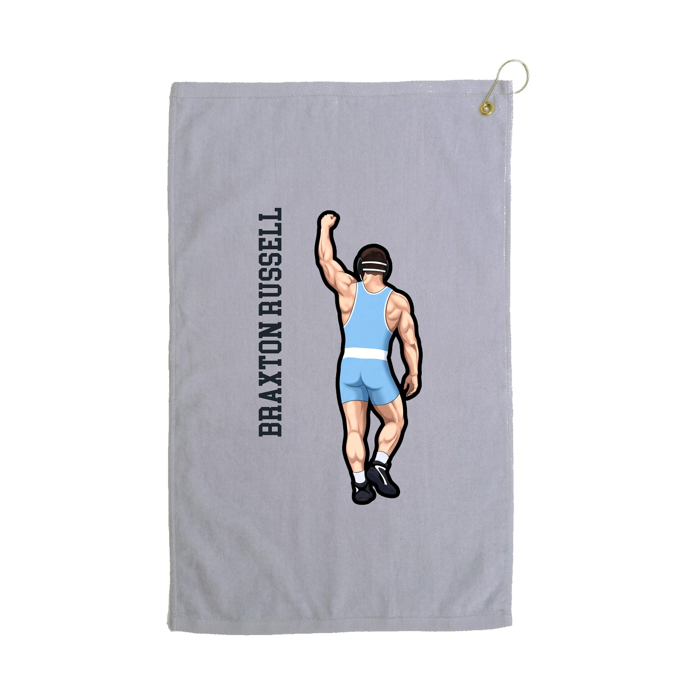 Golf Towel — Name Vertical in Grey