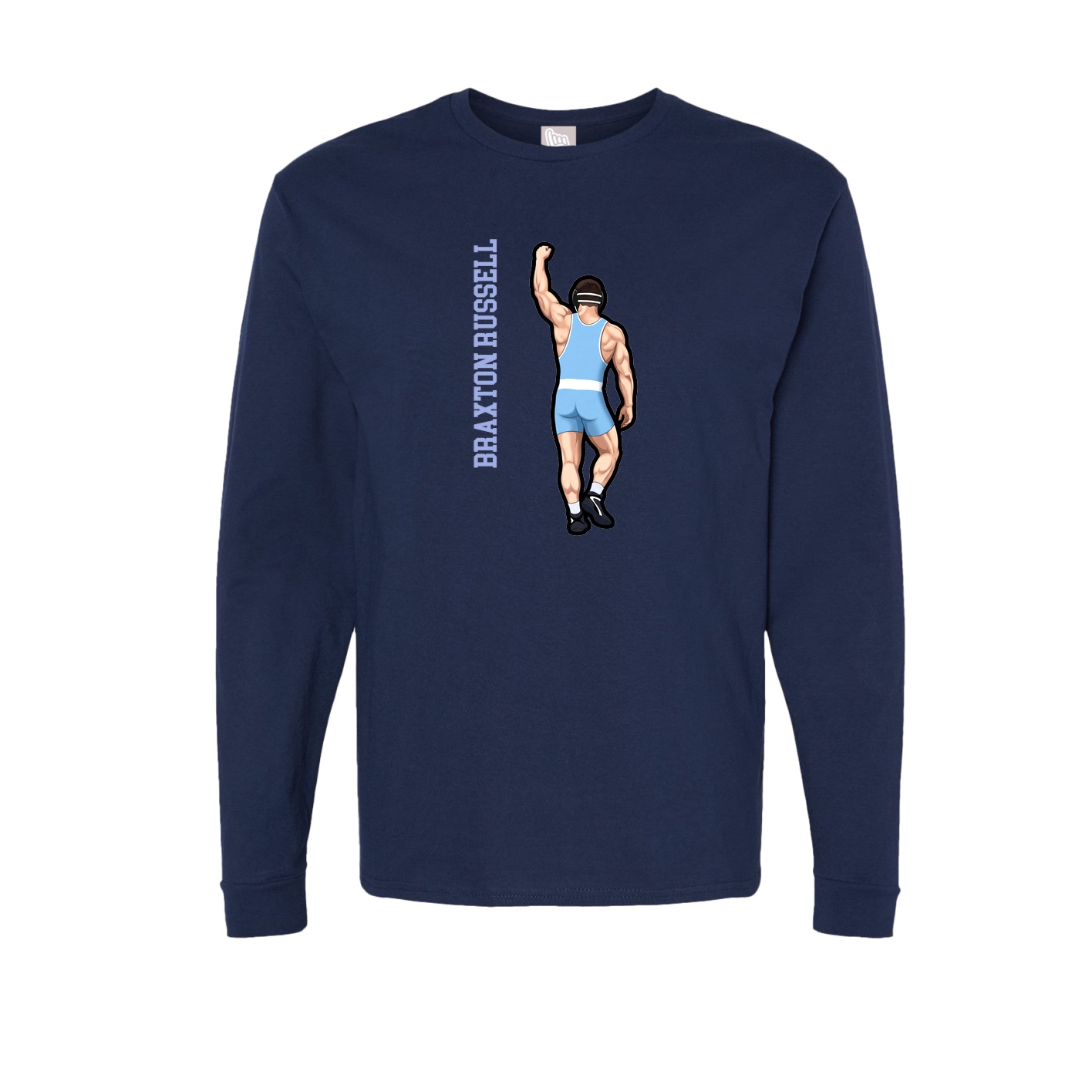 Long Sleeve Tee — Name Vertical in Navy