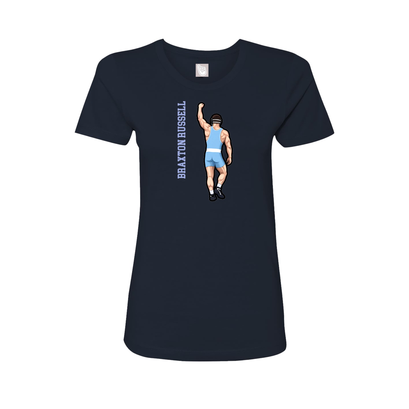 Fitted Women's Tee — Name Vertical in Navy