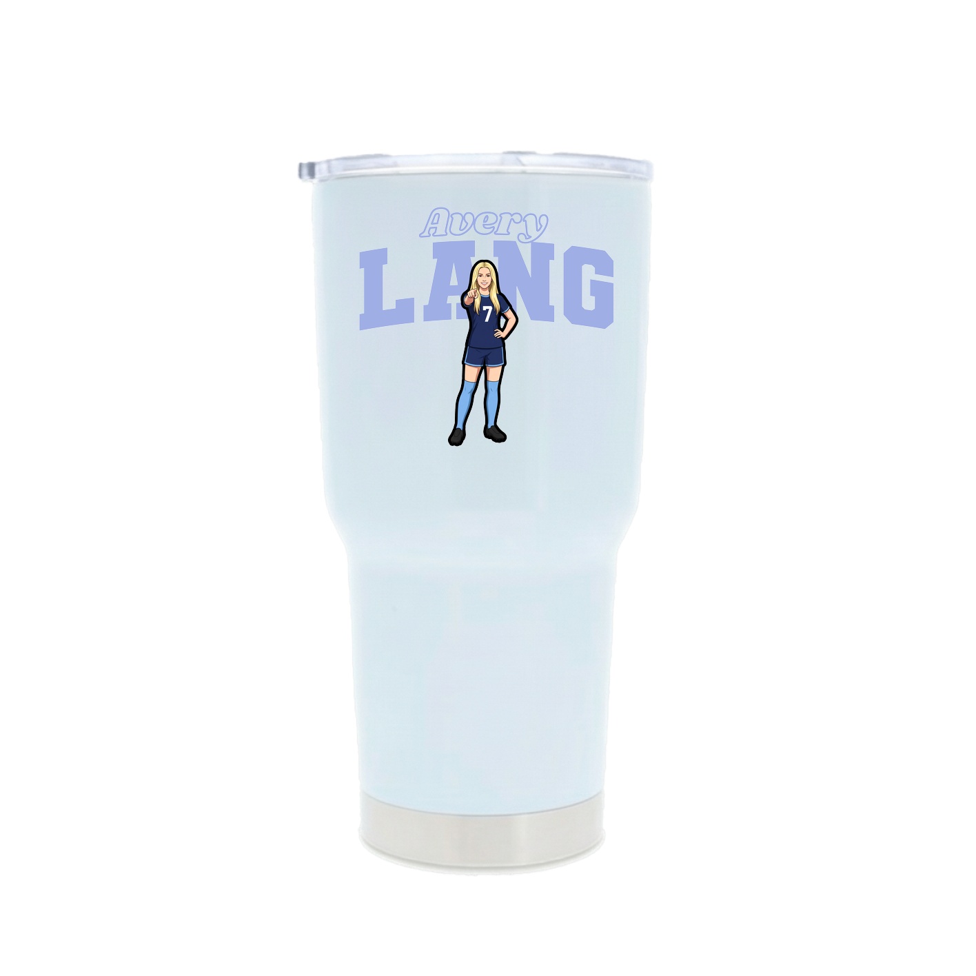 30oz Stainless Steel Tumbler — Name Arch in White