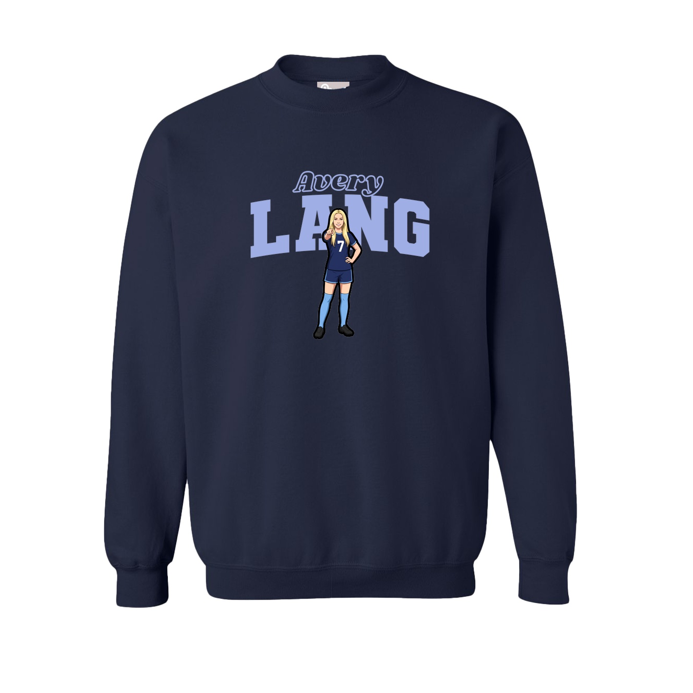 Fleece Crew — Name Arch in Navy
