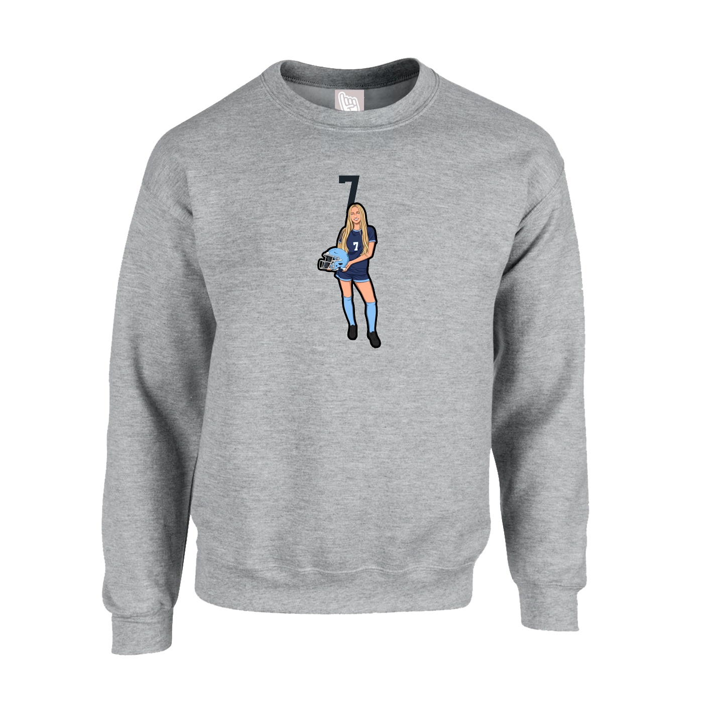 Fleece Crew — Number Top in Grey