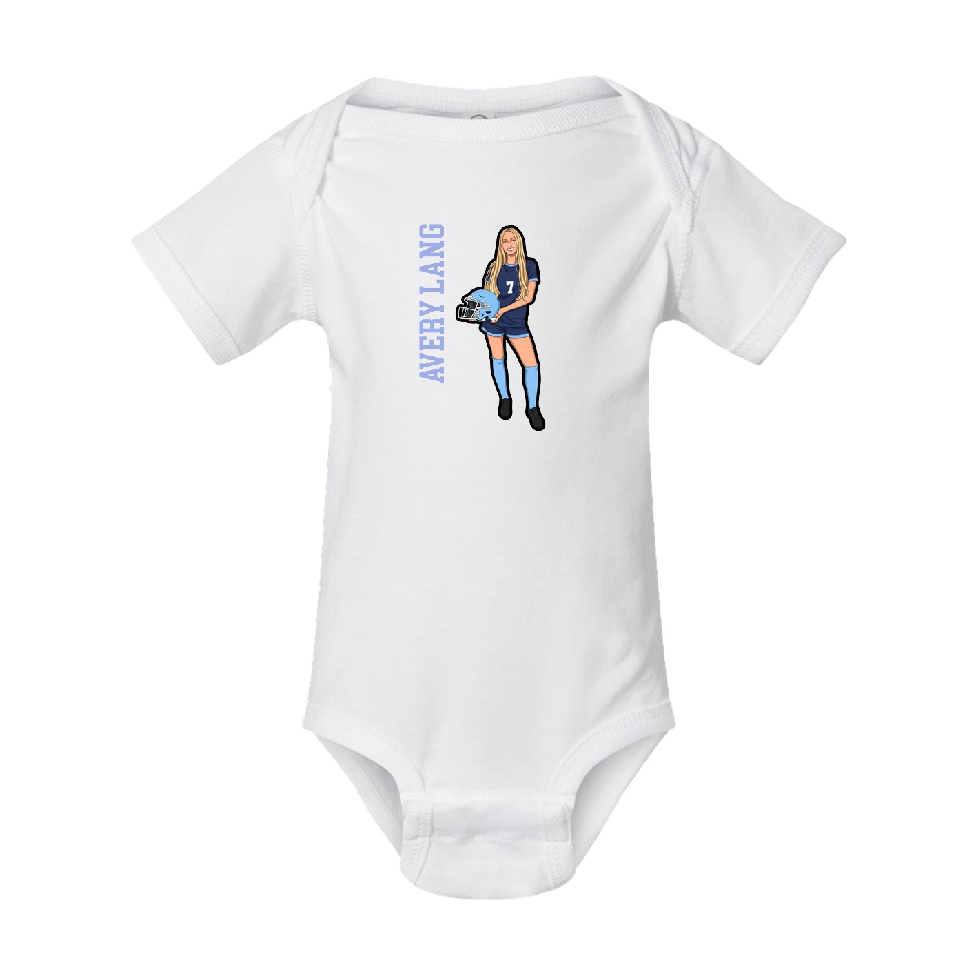 Baby Onesie — Name Vertical in White