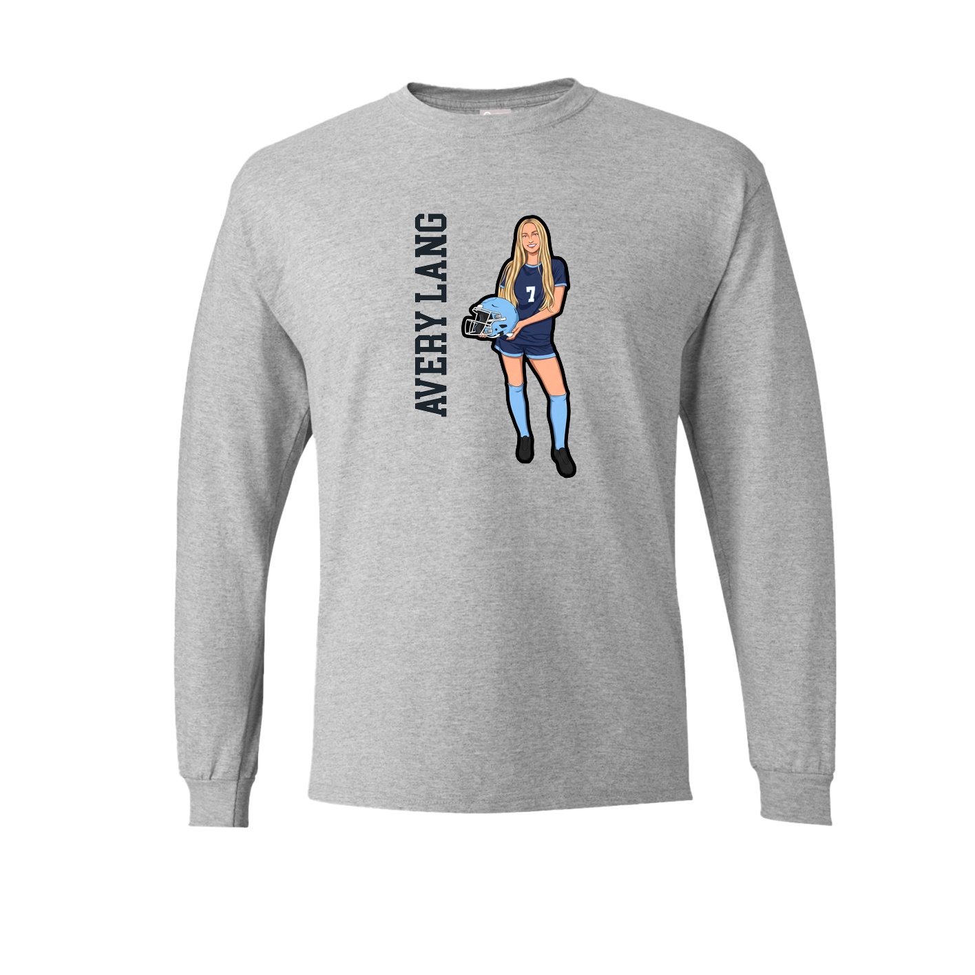 Long Sleeve Tee — Name Vertical in Grey