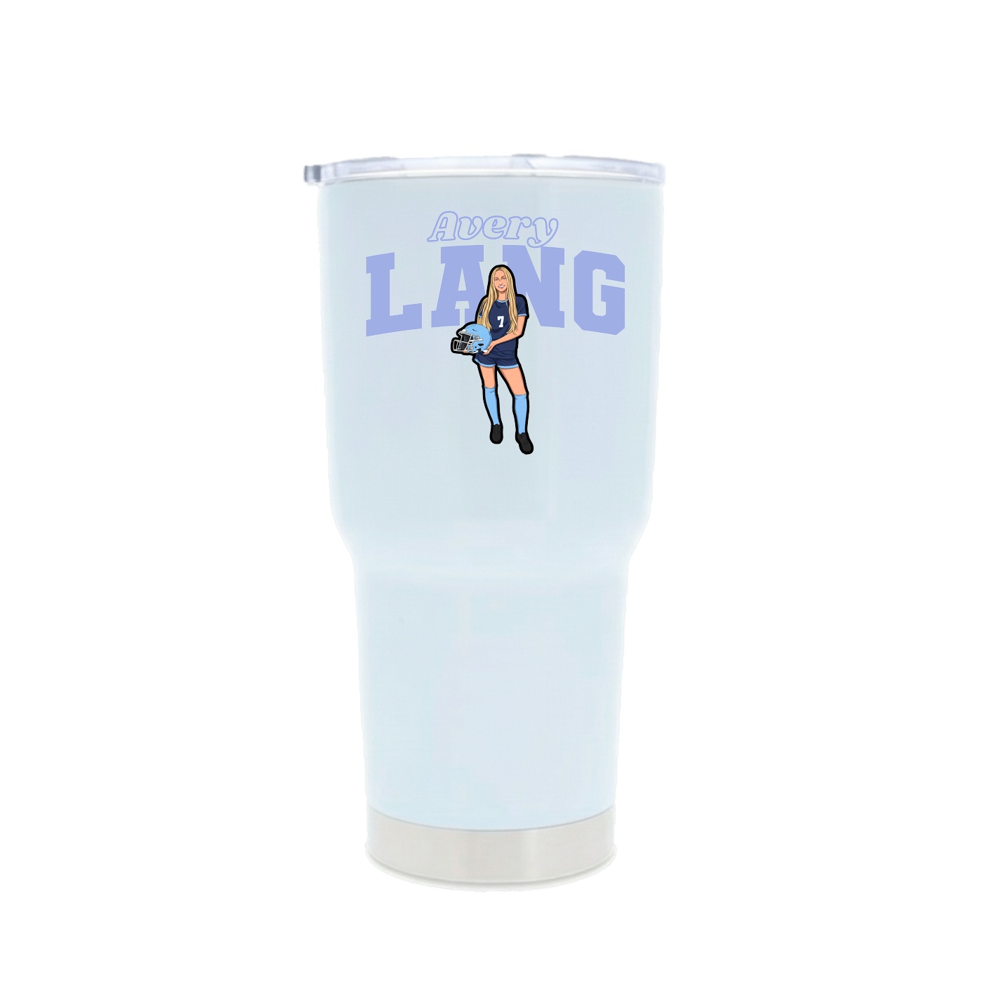 30oz Stainless Steel Tumbler — Name Arch in White