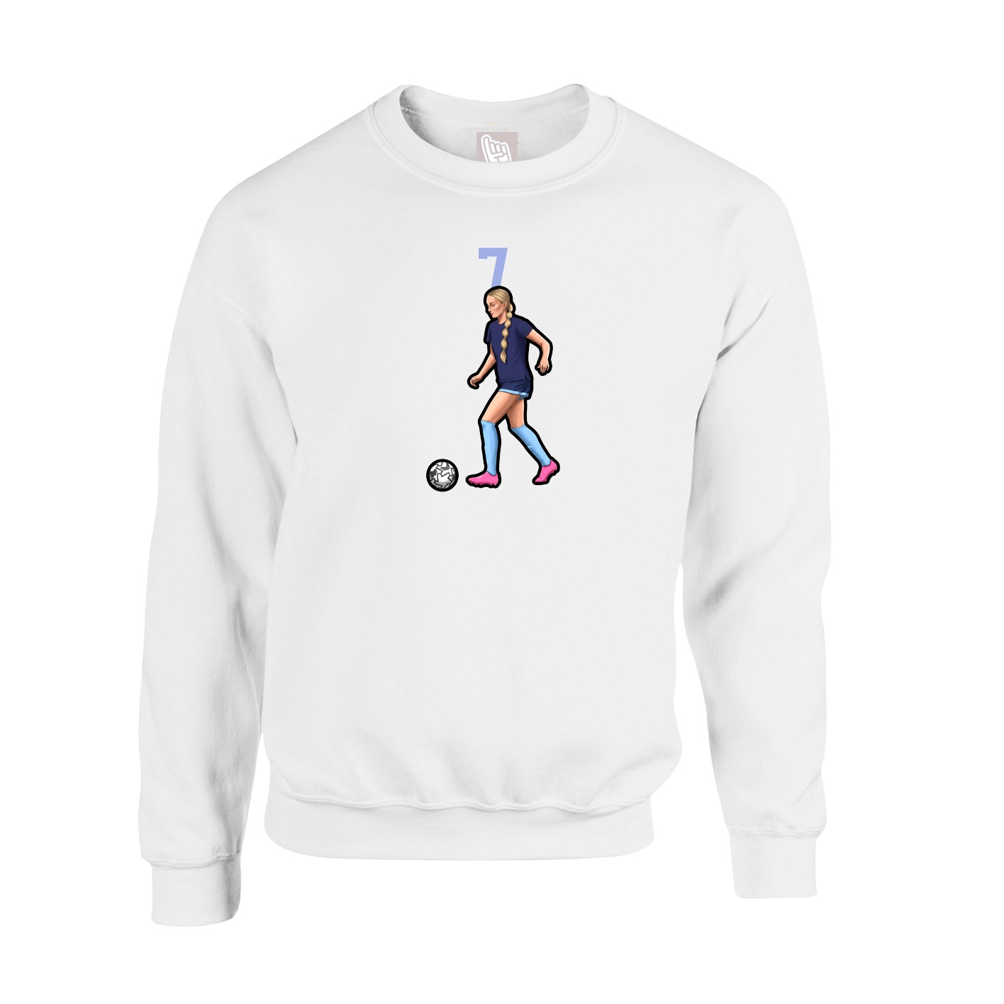 Fleece Crew — Number Top in White