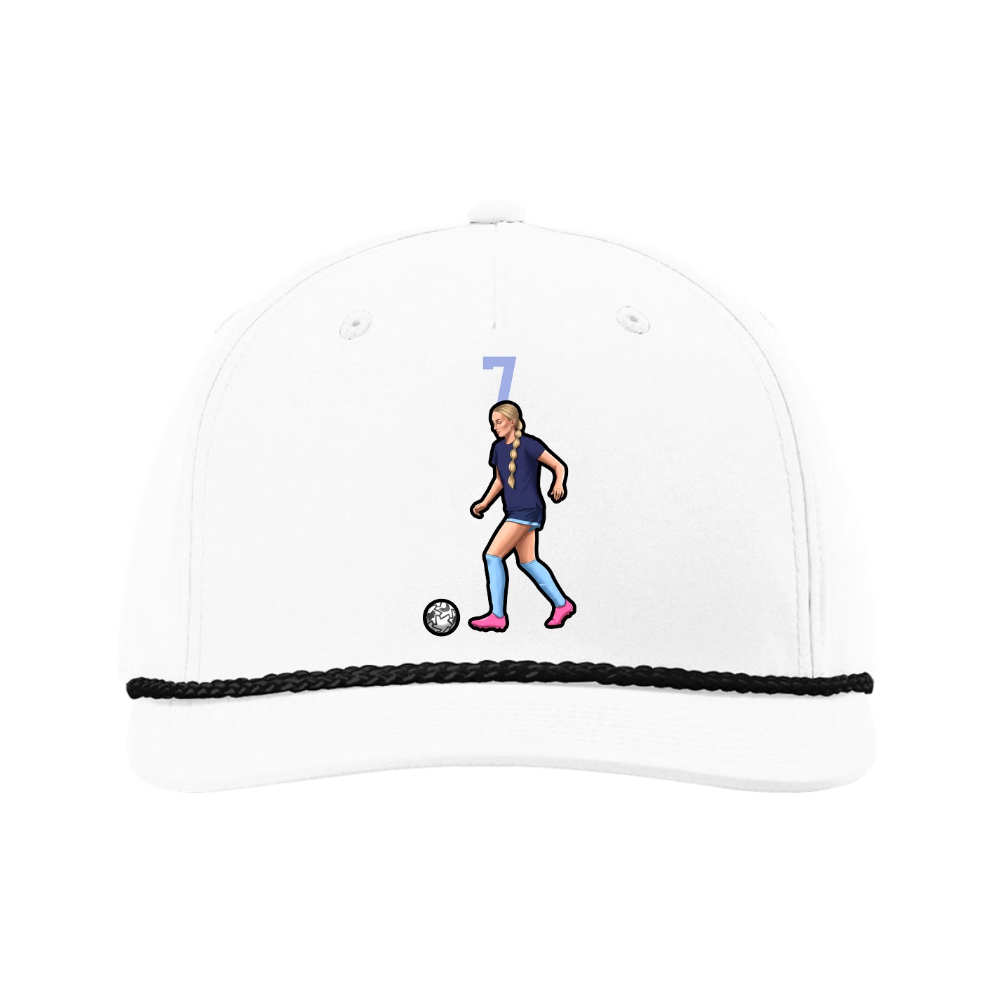 Five-Panel Classic Rope Cap — Number Top in White