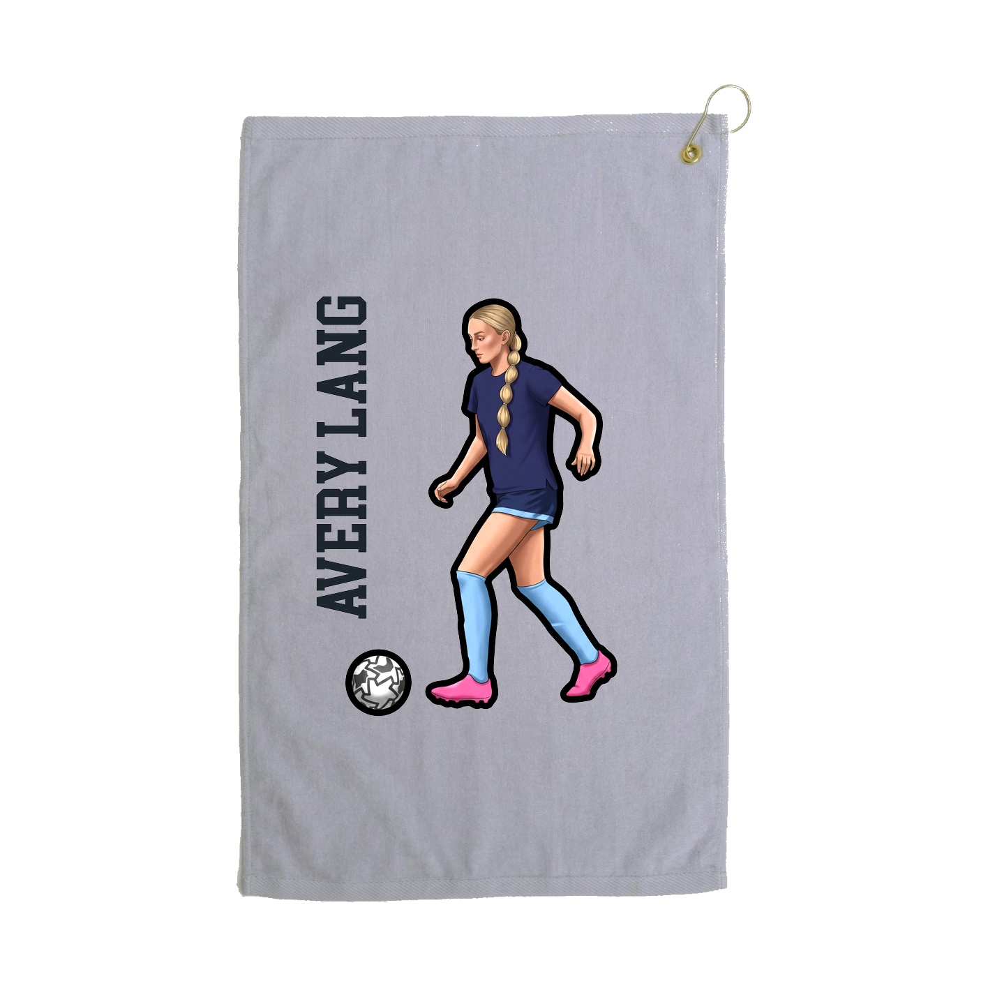 Golf Towel — Name Vertical in Grey