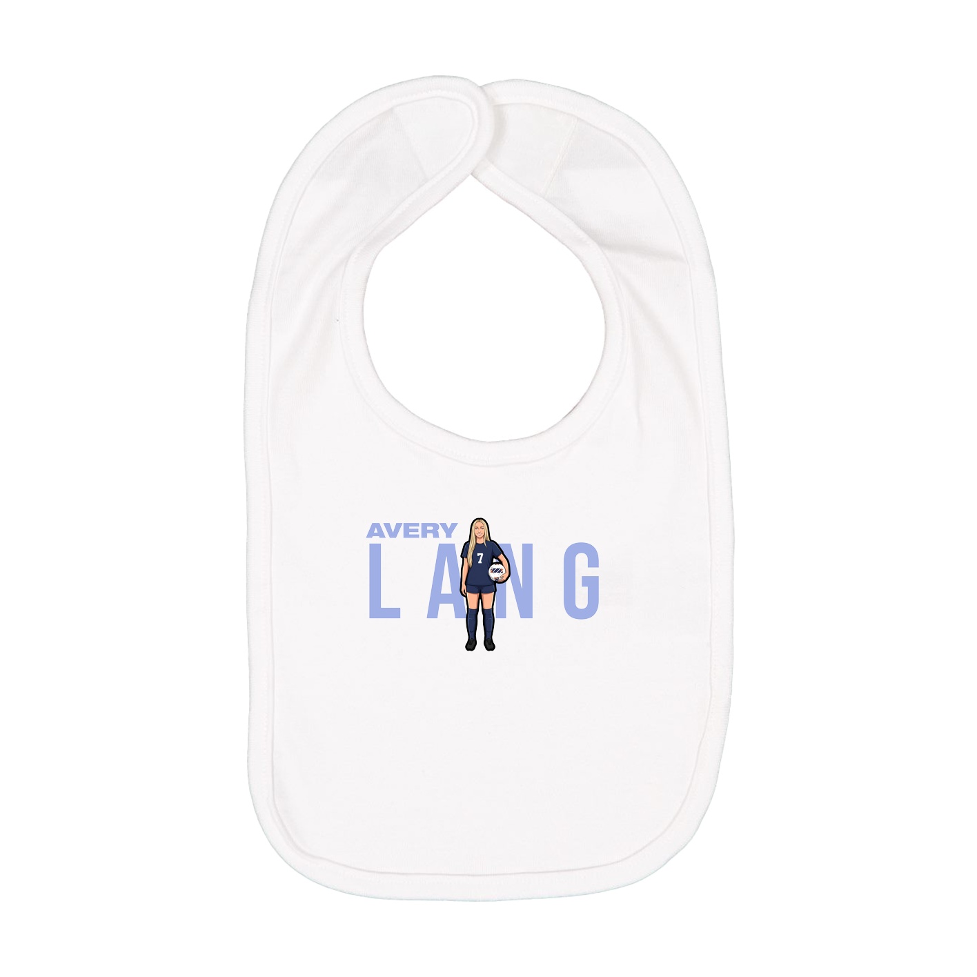 Infant Bib — Player Name in White