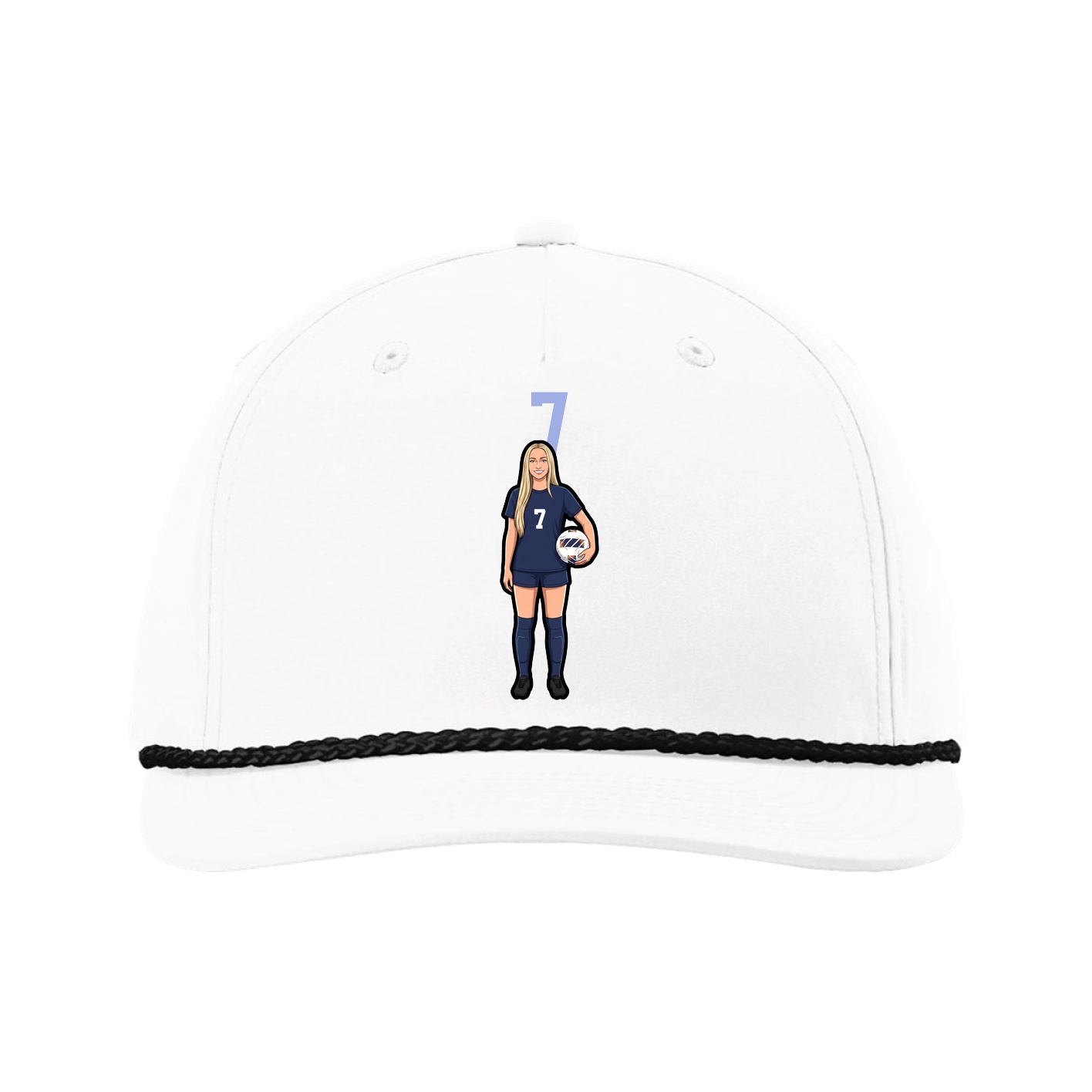 Five-Panel Classic Rope Cap — Number Top in White