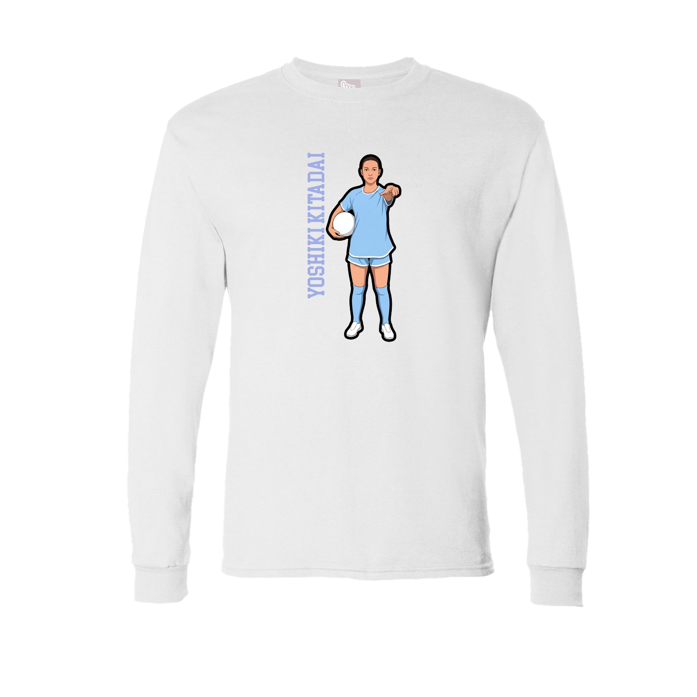Long Sleeve Tee — Name Vertical in White