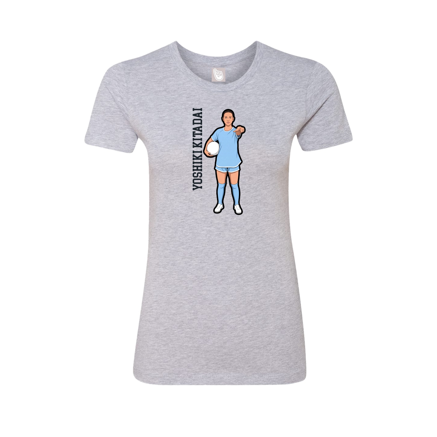 Fitted Women's Tee — Name Vertical in Grey