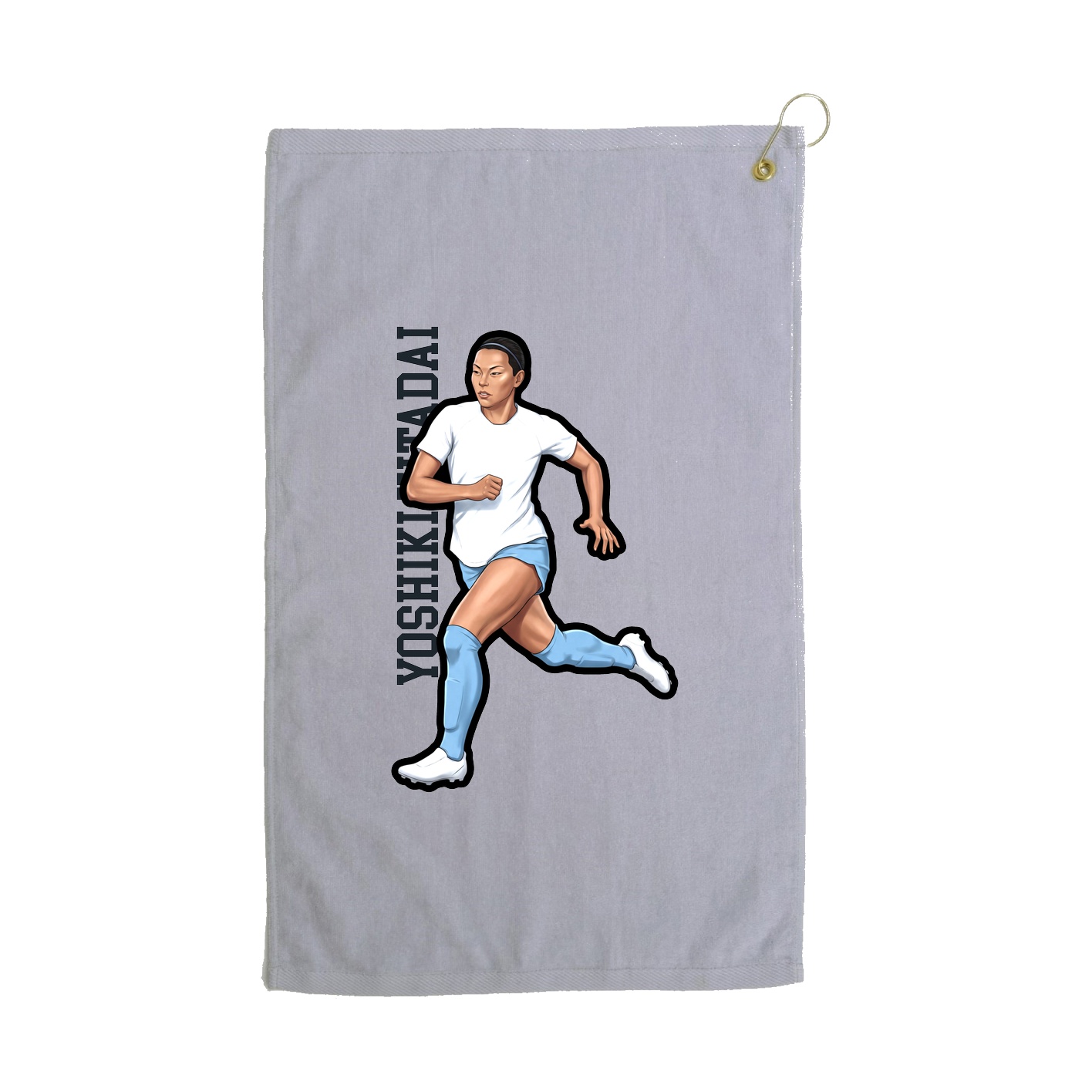 Golf Towel — Name Vertical in Grey
