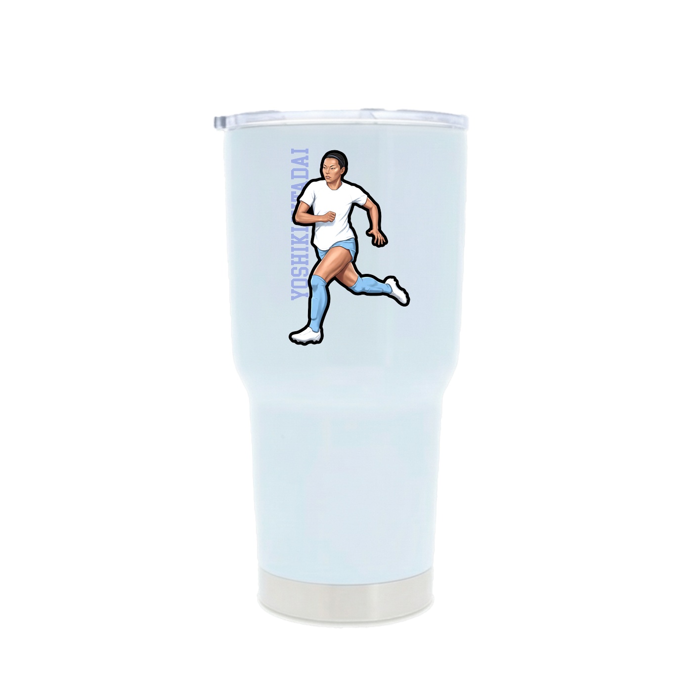 30oz Stainless Steel Tumbler — Name Vertical in White