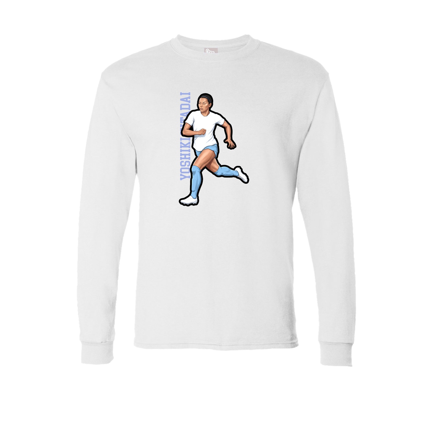 Long Sleeve Tee — Name Vertical in White