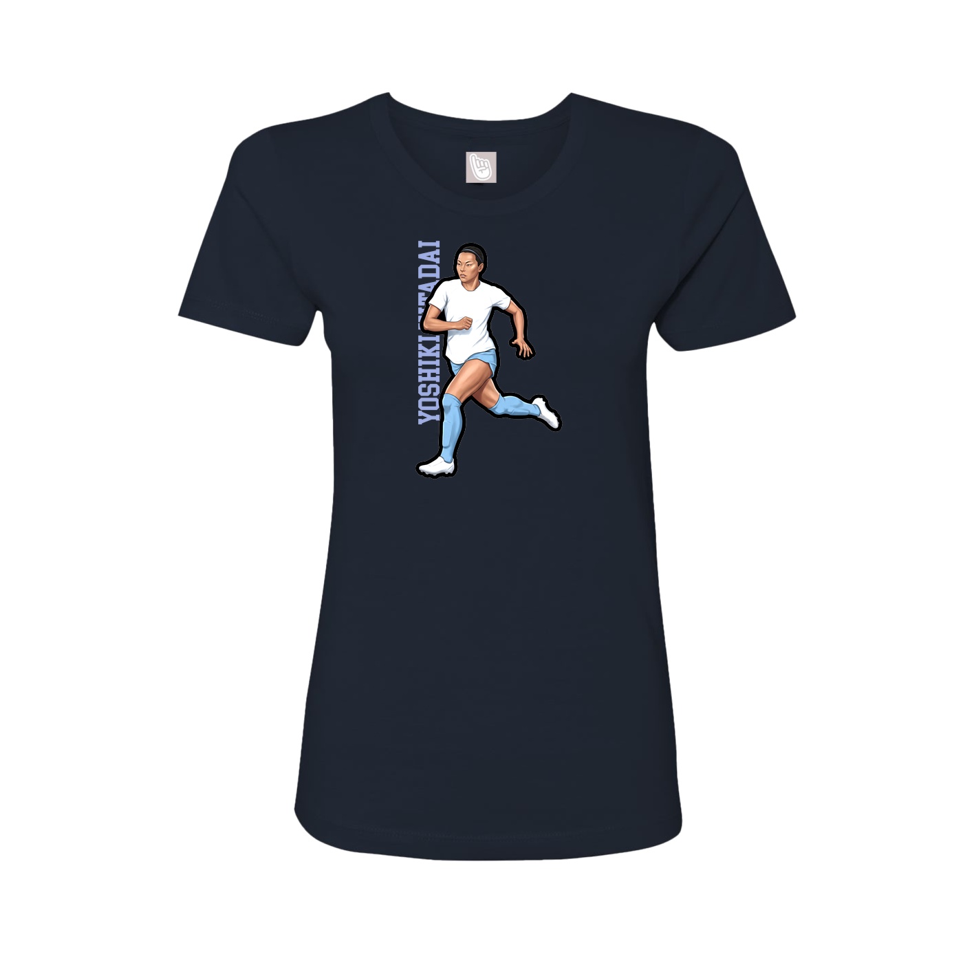 Womens Tee — Name Vertical in Navy