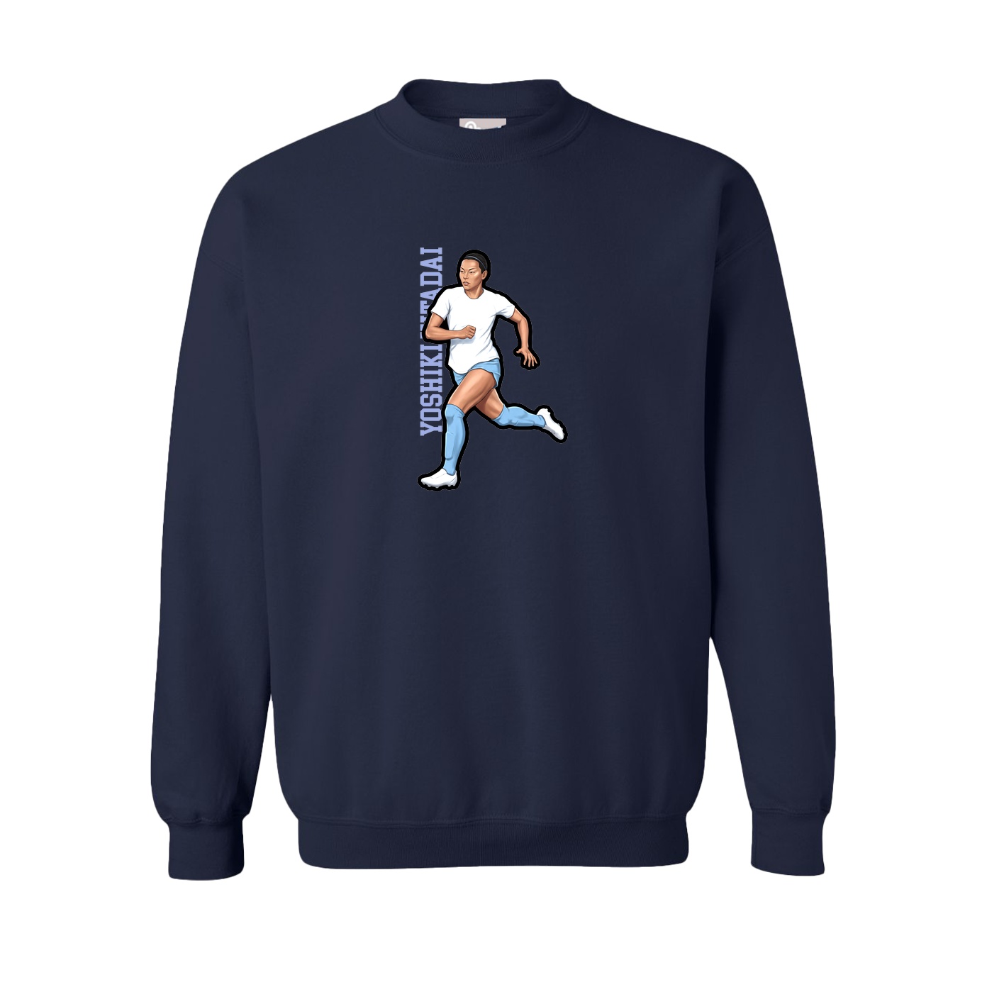 Fleece Crew — Name Vertical in Navy