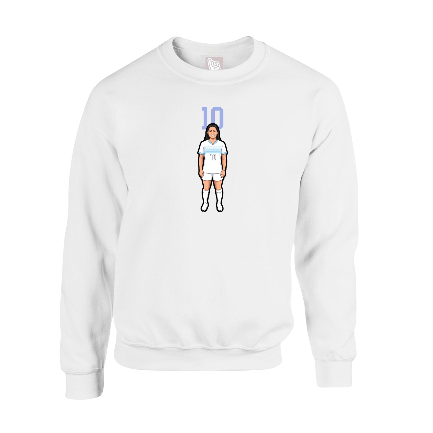 Fleece Crew — Number Top in White