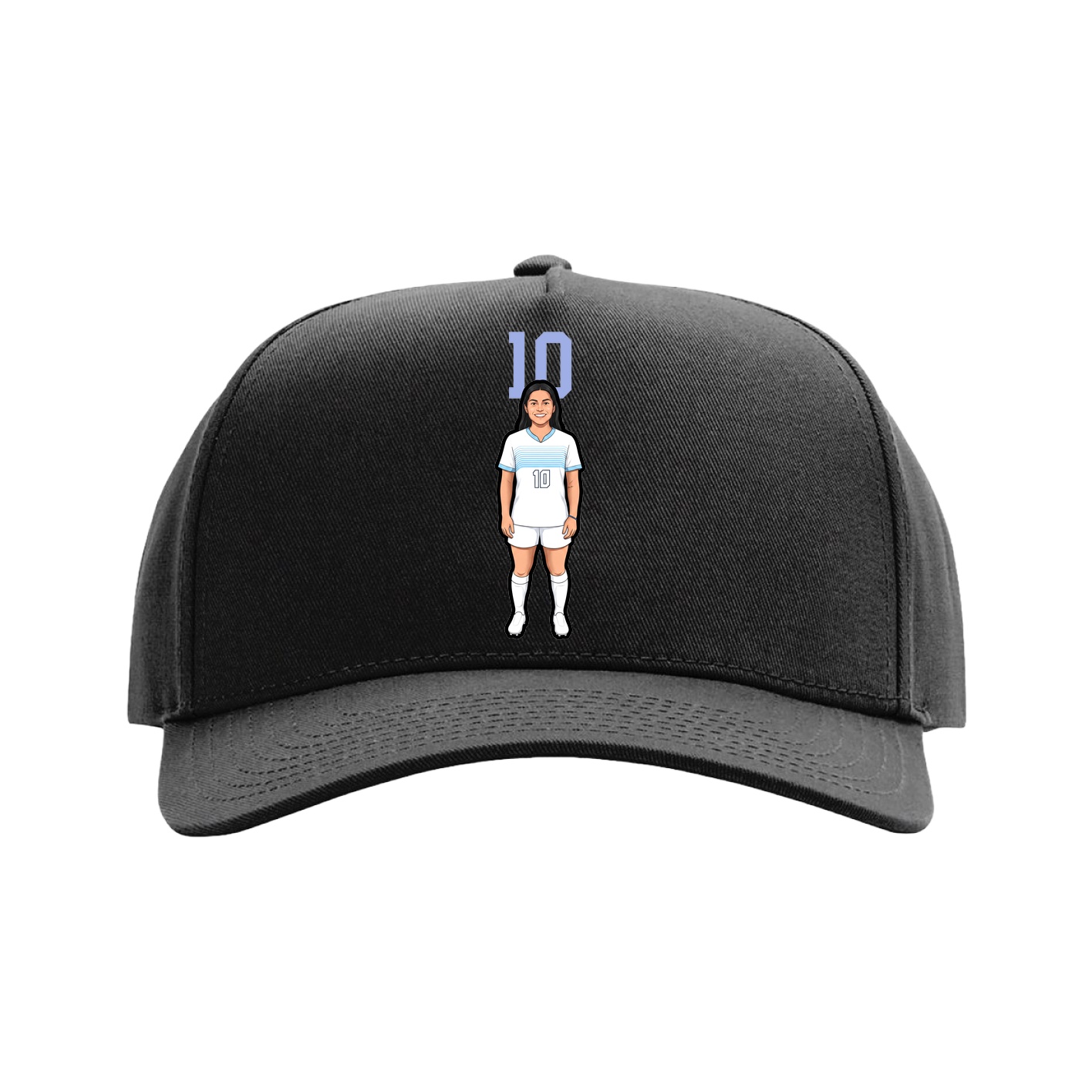 Full Fabric Five-Panel Champ Cap — Number Top in Black