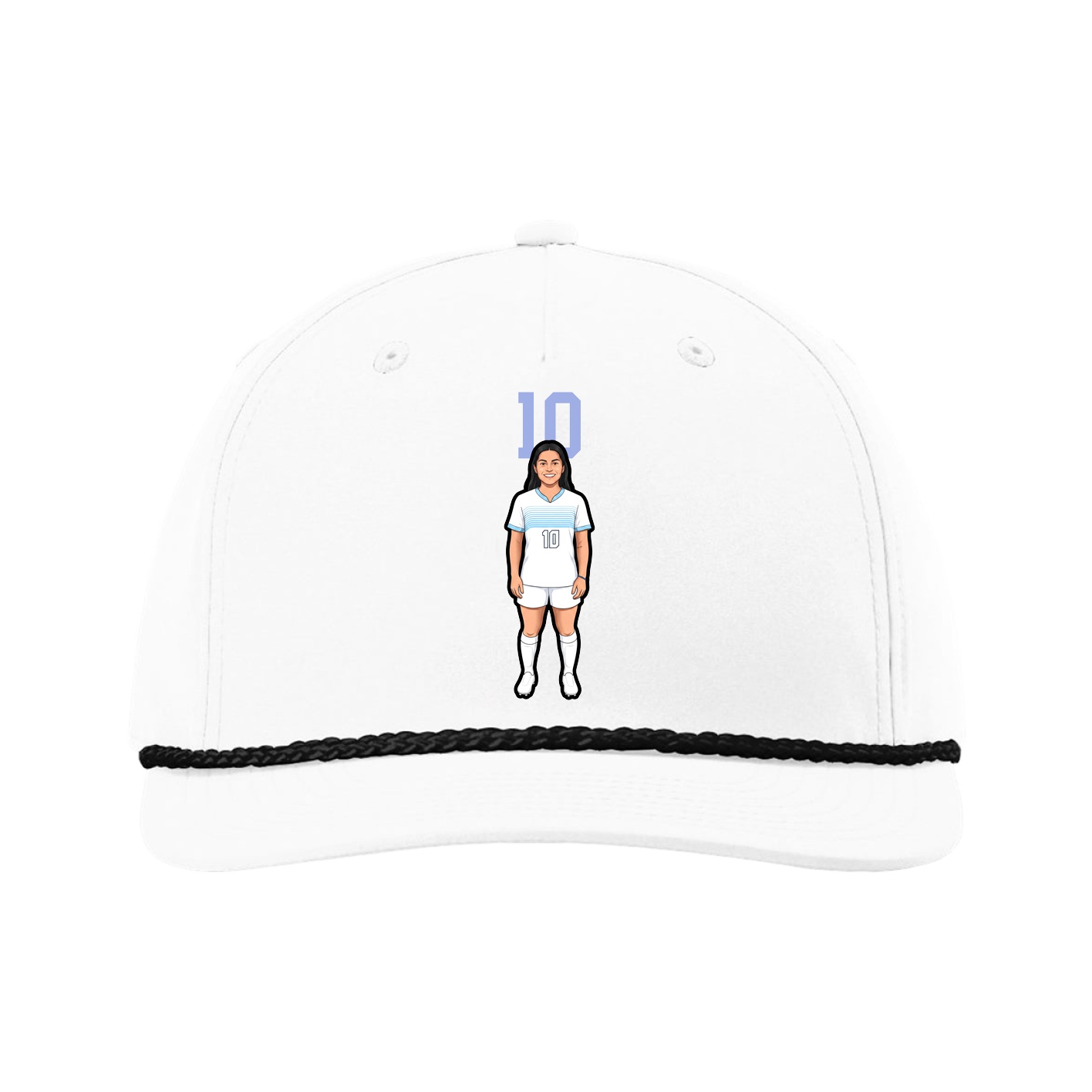 Five-Panel Classic Rope Cap — Number Top in White