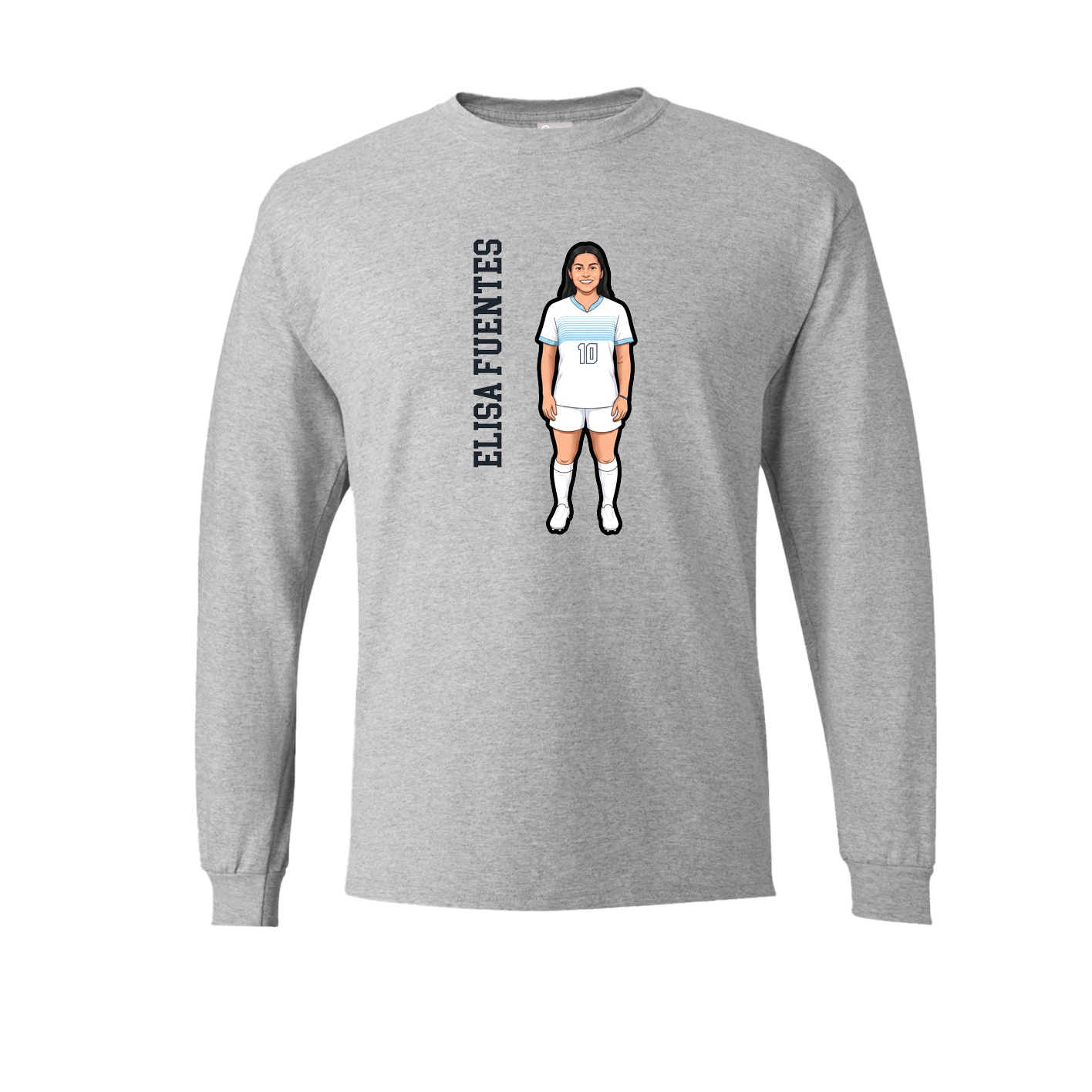 Long Sleeve Tee — Name Vertical in Grey