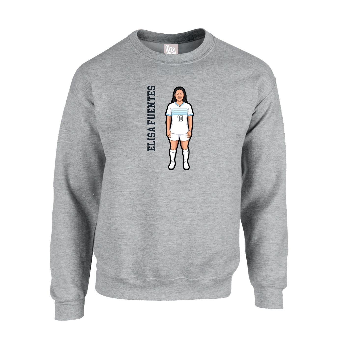 Fleece Crew — Name Vertical in Grey