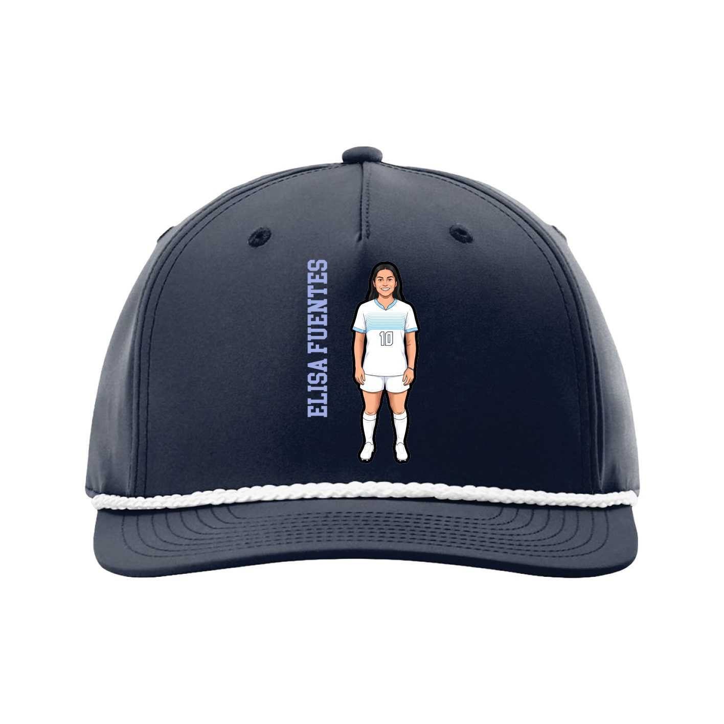 Five-Panel Classic Rope Cap — Name Vertical in Navy