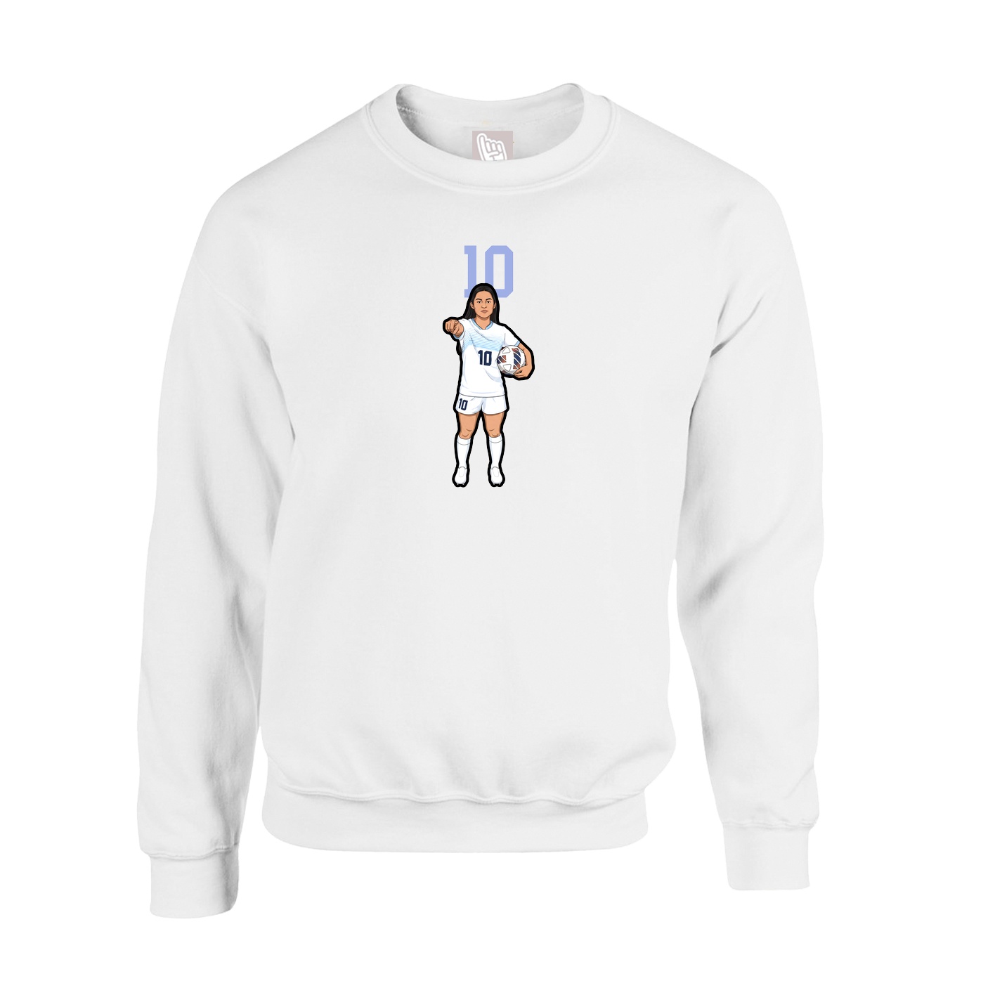 Fleece Crew — Number Top in White
