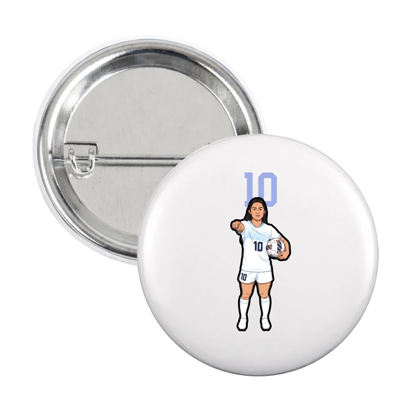 Game Day Button — Number Top in White