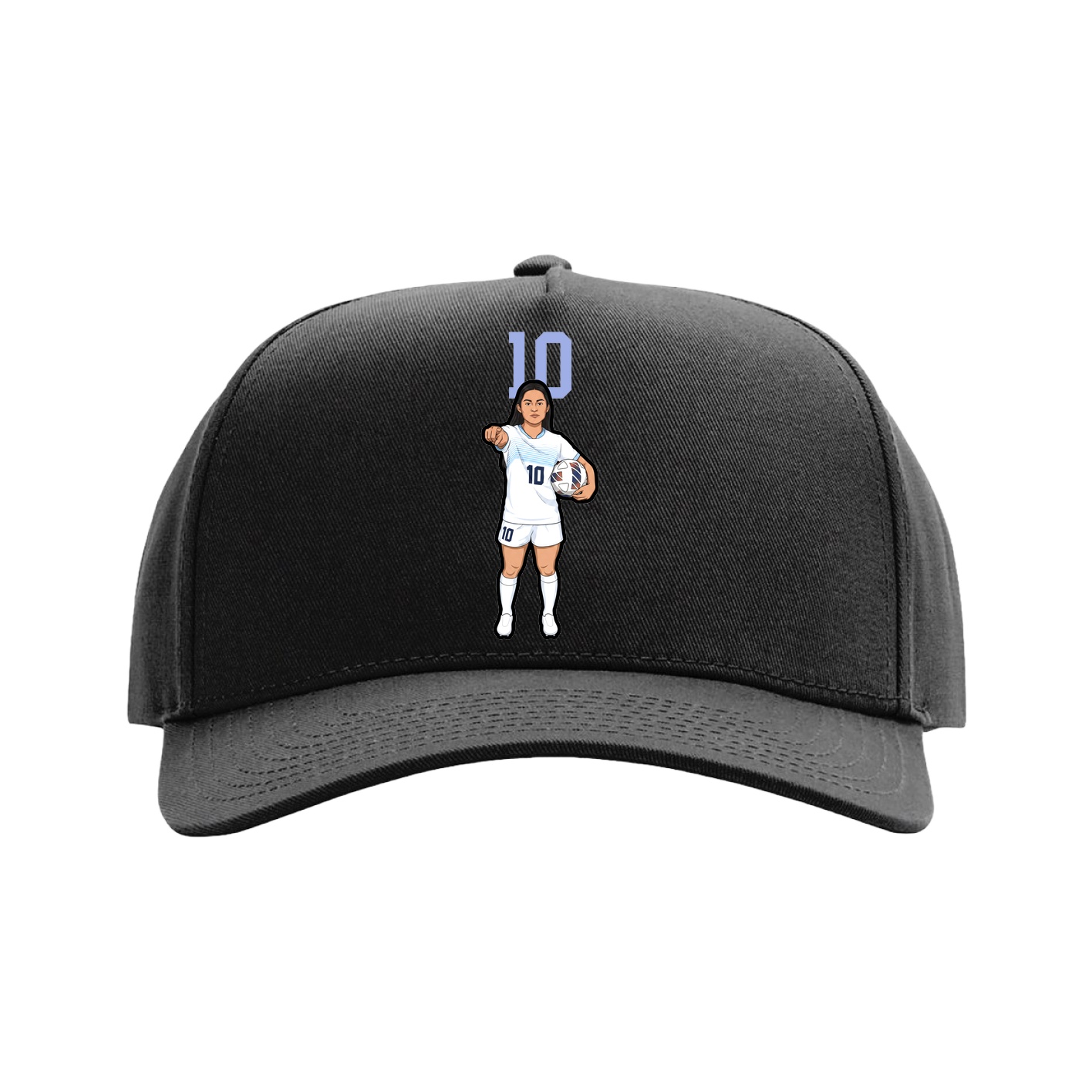Full Fabric Five-Panel Champ Cap — Number Top in Black