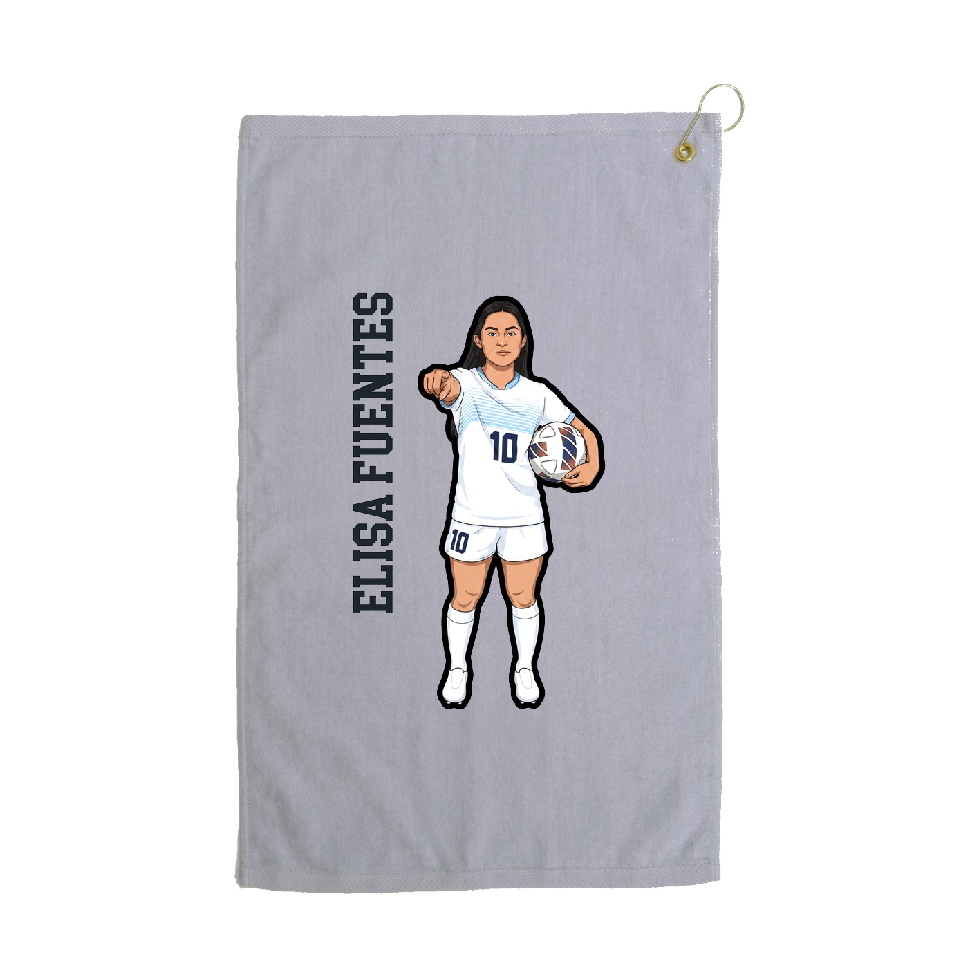 Golf Towel — Name Vertical in Grey