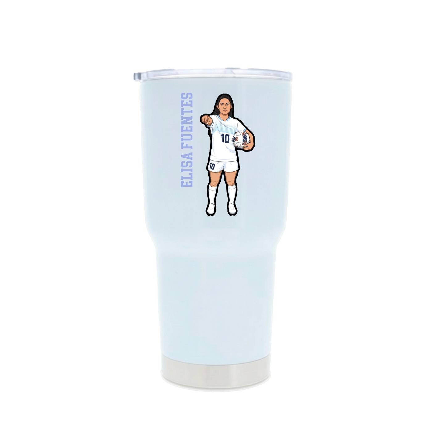 30oz Stainless Steel Tumbler — Name Vertical in White