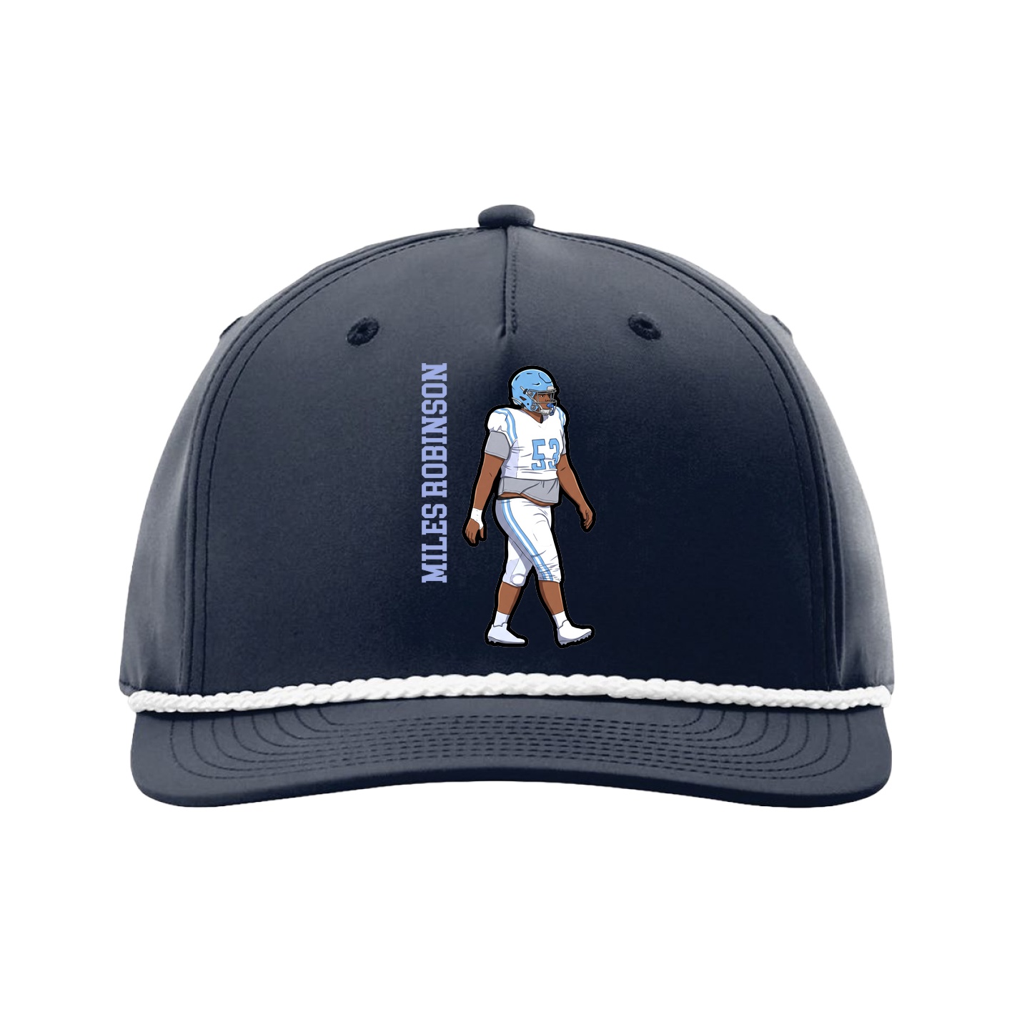 Five-Panel Classic Rope Cap — Name Vertical in Navy