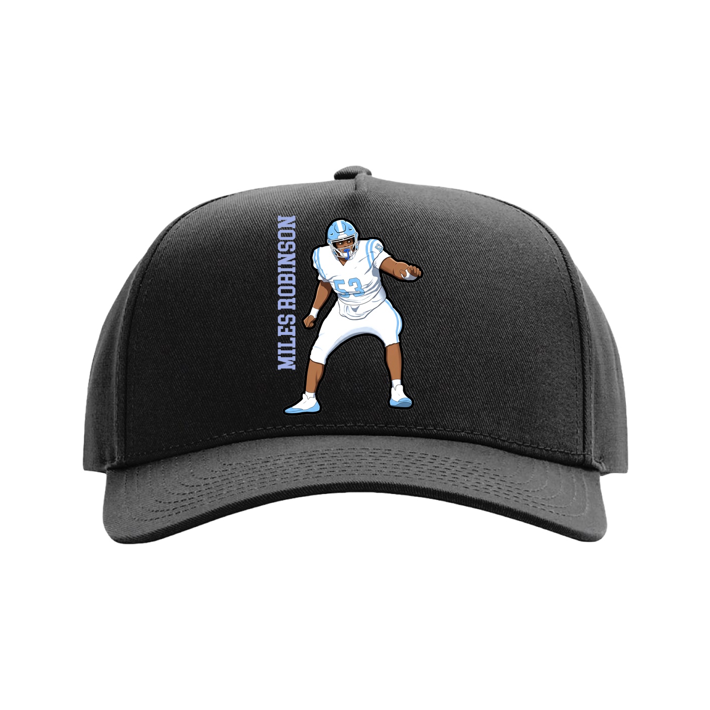Full Fabric Five-Panel Champ Cap — Name Vertical in Black