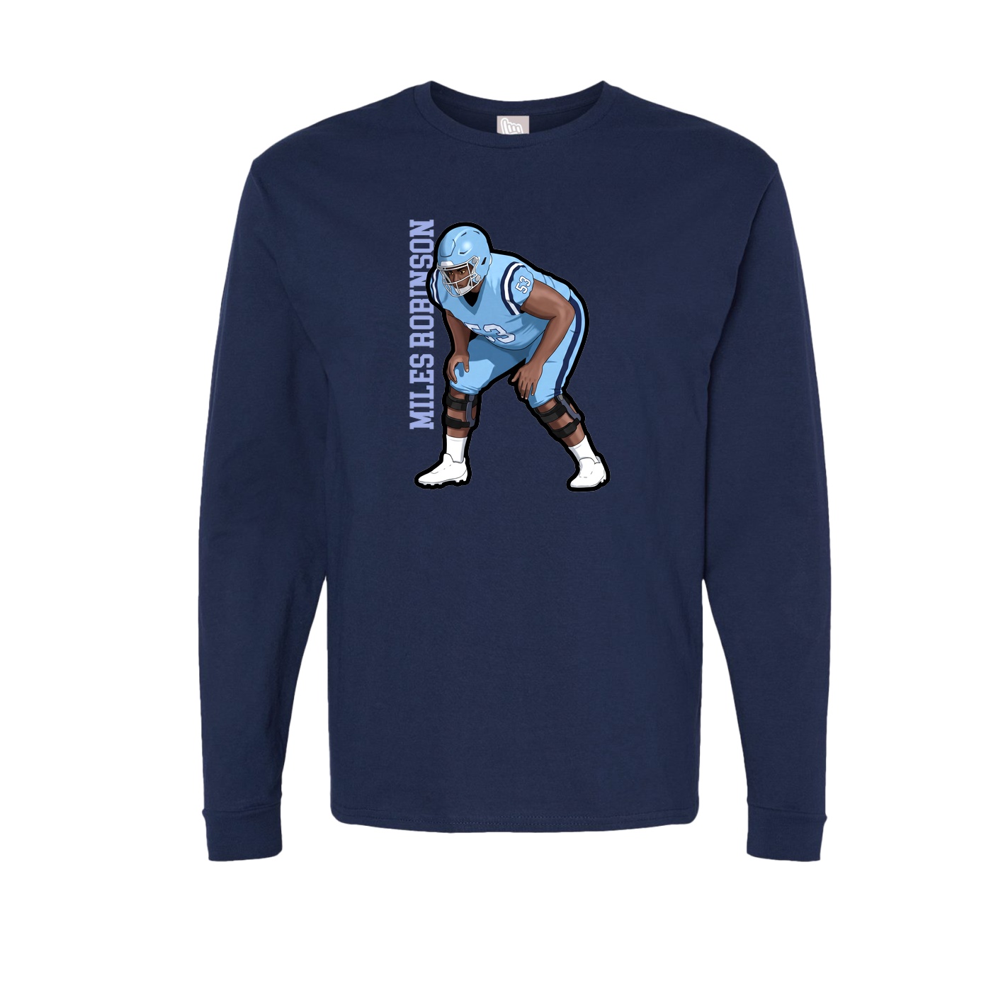 Long Sleeve Tee — Name Vertical in Navy