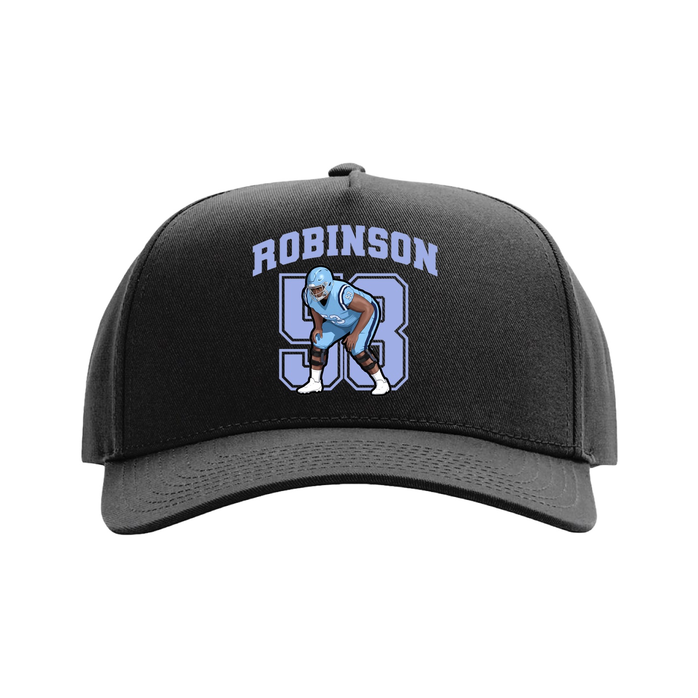 Full Fabric Five-Panel Champ Cap — Number in Black