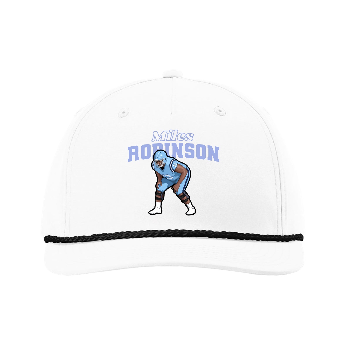 Five-Panel Classic Rope Cap — Name Arch in White